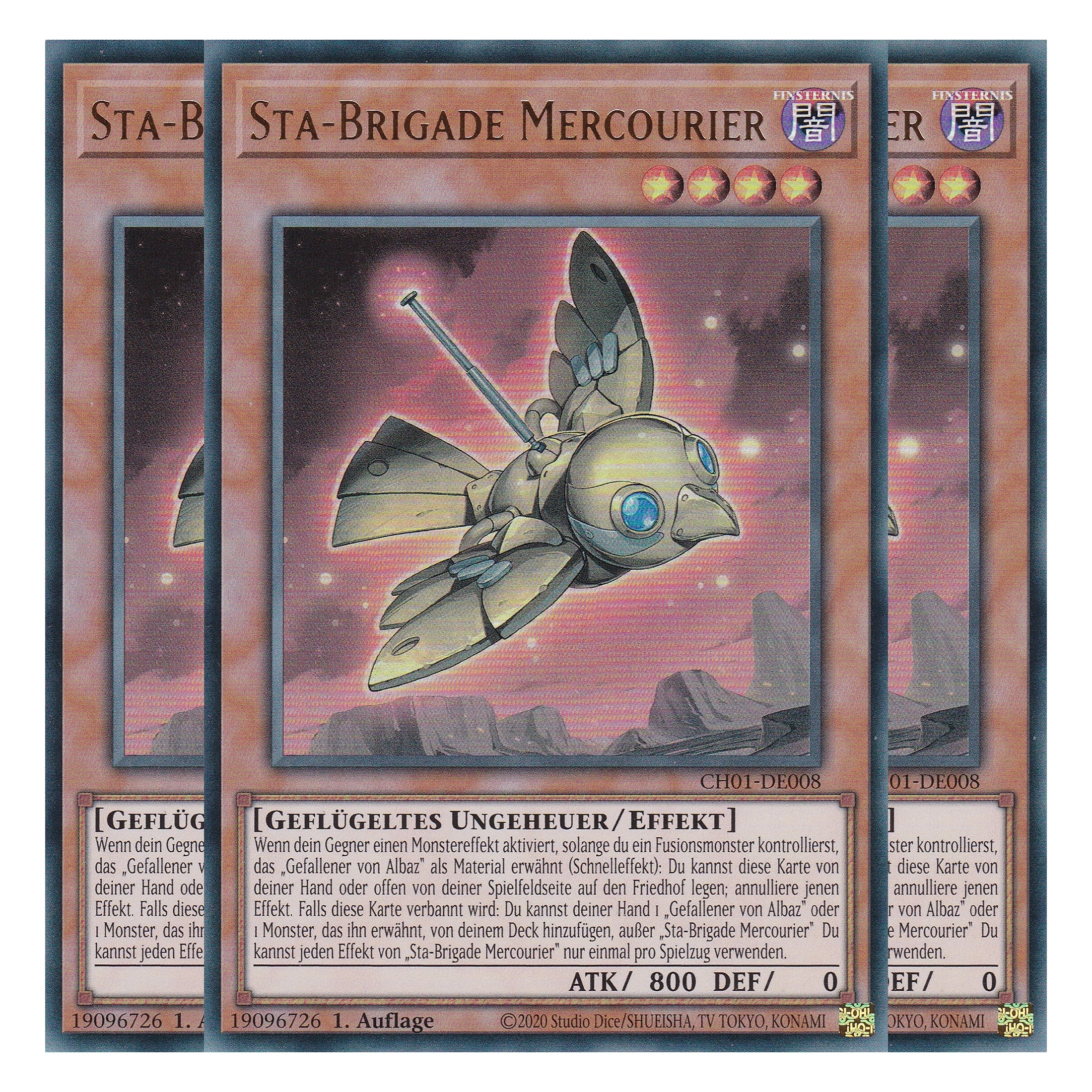 Sta-Brigade Mercourier - CH01-DE008 - Ultra Rare - Deutsch - 1. Auflage - The Chronicles Deck: The Fallen & The Virtuous - Playset (3 Kopien) - Yu-Gi-Oh!