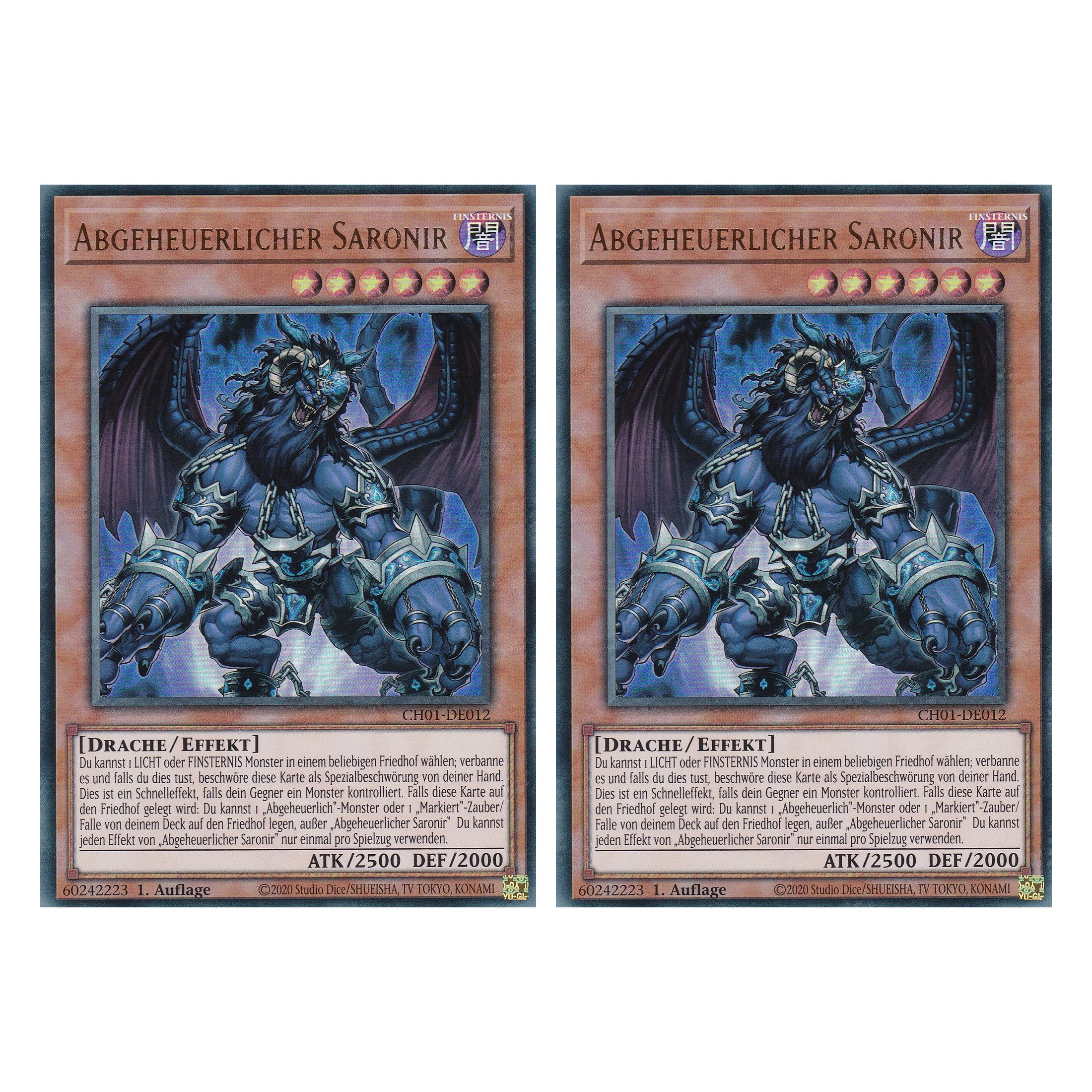 Abgeheuerlicher Saronir - CH01-DE012 - Ultra Rare - Deutsch - 1. Auflage - The Chronicles Deck: The Fallen & The Virtuous - Duo Set (2 Stück) - Yugioh