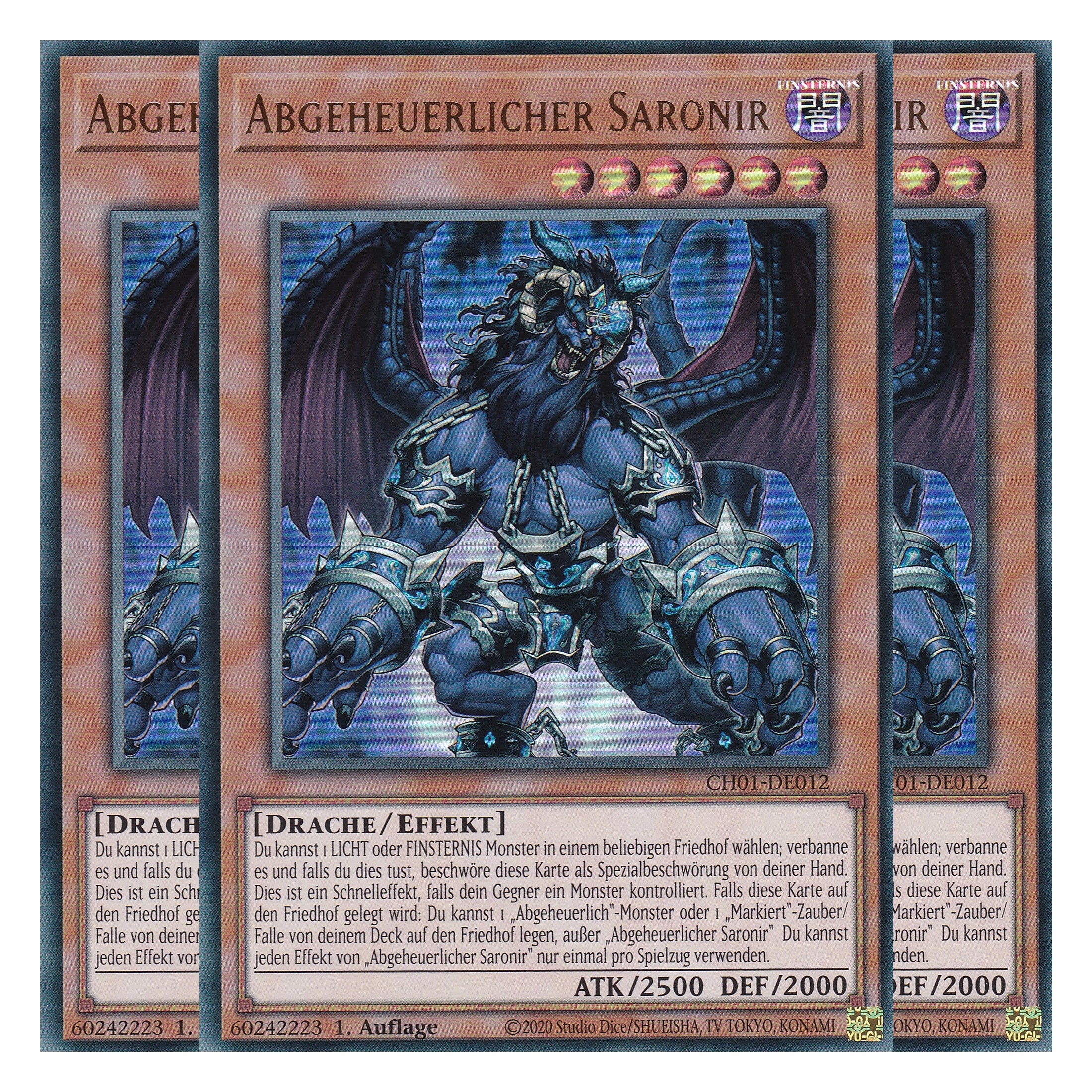 Abgeheuerlicher Saronir - CH01-DE012 - Ultra Rare - Deutsch - 1. Auflage - The Chronicles Deck: The Fallen & The Virtuous - Playset (3 Kopien) - Yu-Gi-Oh!