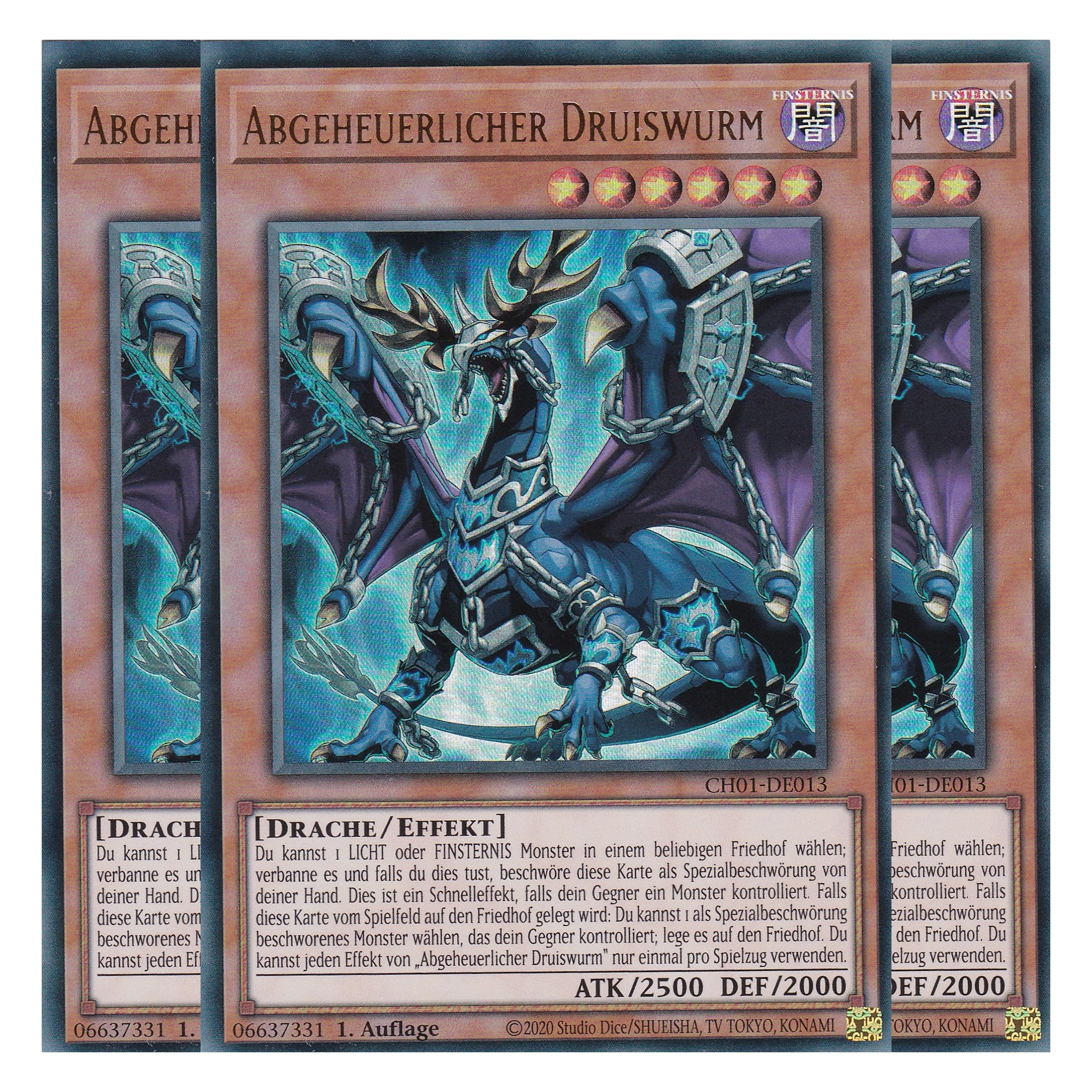 Abgeheuerlicher Druiswurm - CH01-DE013 - Ultra Rare - Deutsch - 1. Auflage - The Chronicles Deck: The Fallen & The Virtuous - Playset (3 Kopien) - Yu-Gi-Oh!