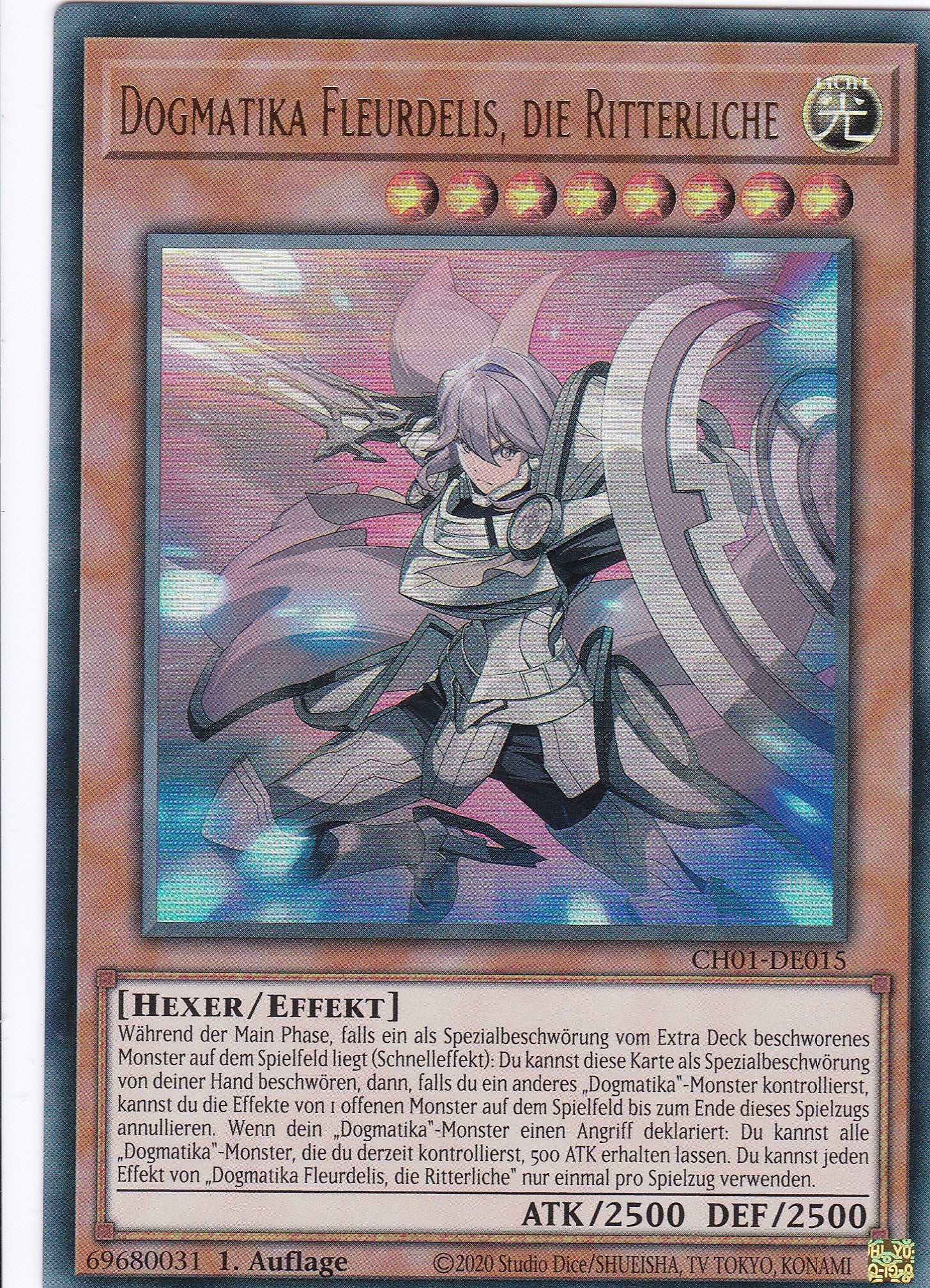 Dogmatika Fleurdelis, die Ritterliche – CH01-DE015 – Ultra Rare – Deutsch – 1. Auflage – The Chronicles Deck: The Fallen & The Virtuous