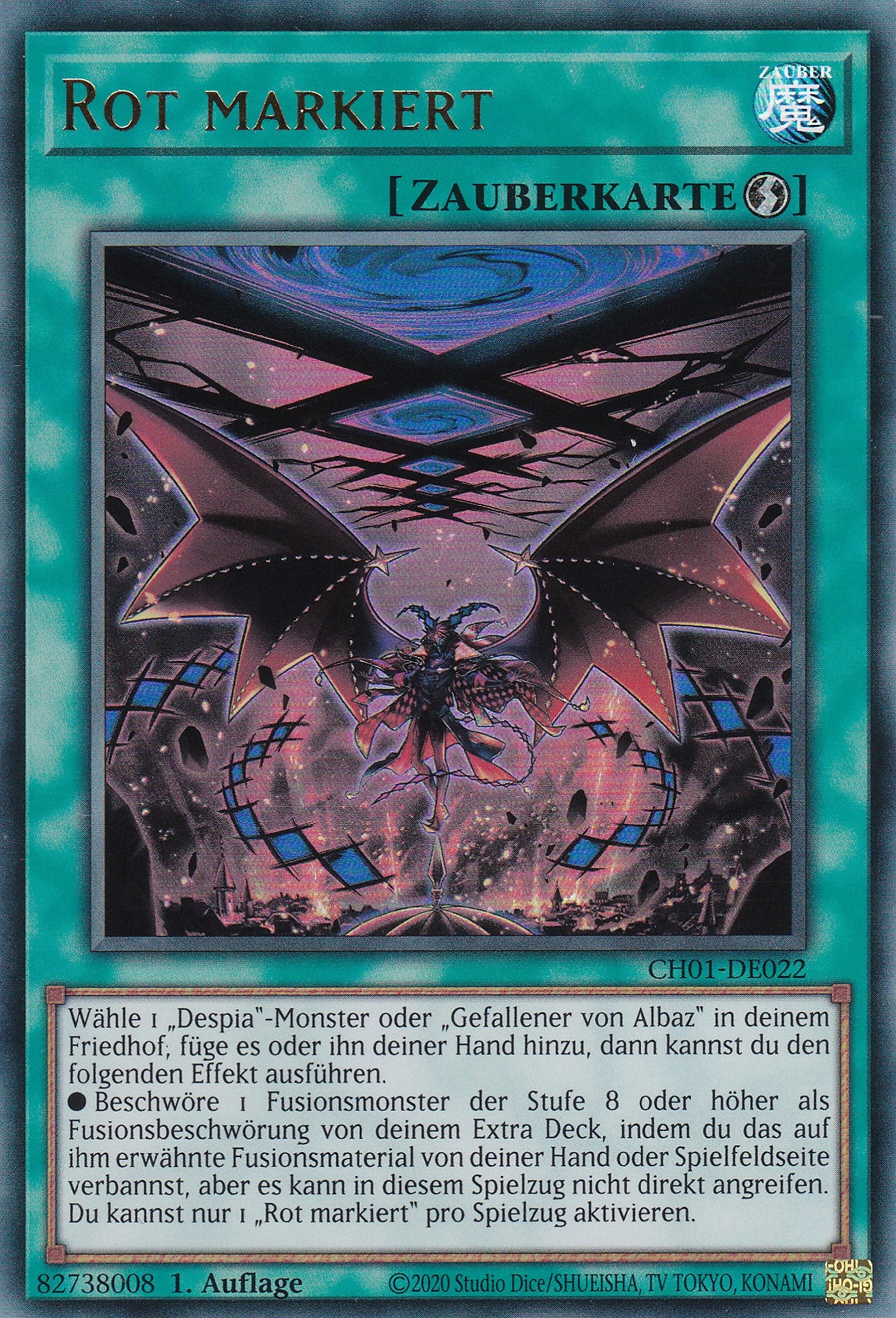 Rot markiert – CH01-DE022 – Ultra Rare – Deutsch – 1. Auflage – The Chronicles Deck: The Fallen & The Virtuous