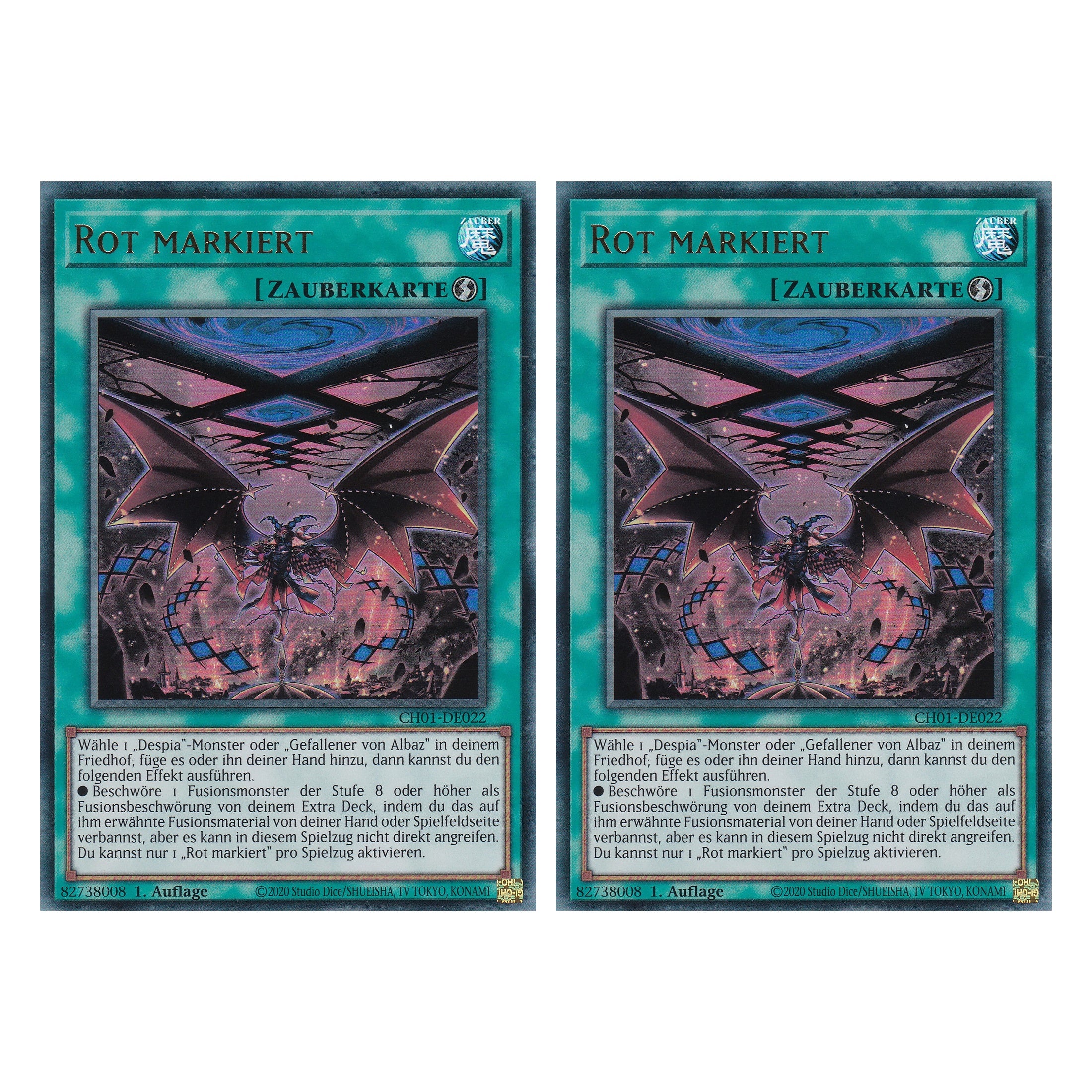 Rot markiert - CH01-DE022 - Ultra Rare - Deutsch - 1. Auflage - The Chronicles Deck: The Fallen & The Virtuous - Duo Set (2 Stück) - Yugioh