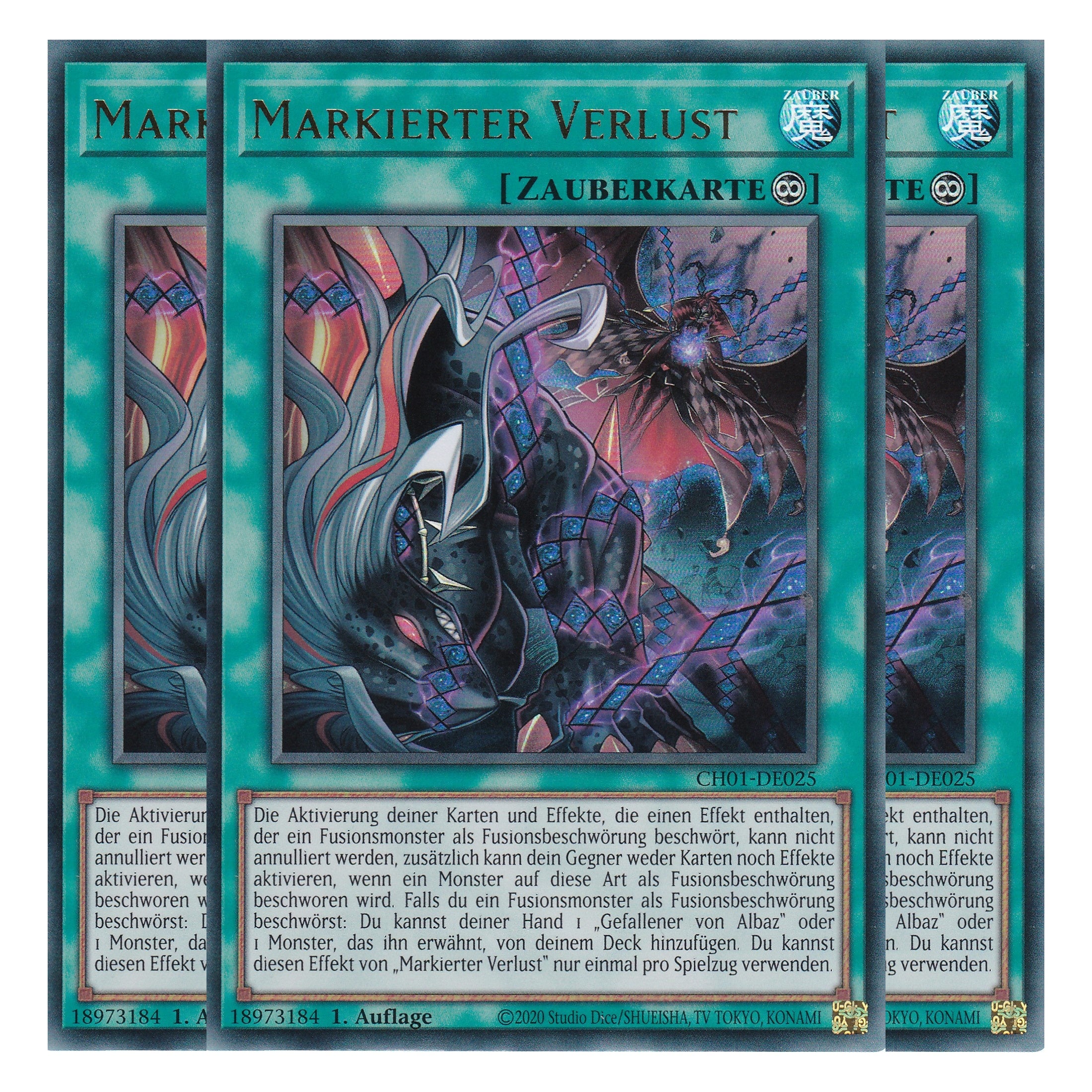 Markierter Verlust - CH01-DE025 - Ultra Rare - Deutsch - 1. Auflage - The Chronicles Deck: The Fallen & The Virtuous - Playset (3 Kopien) - Yu-Gi-Oh!