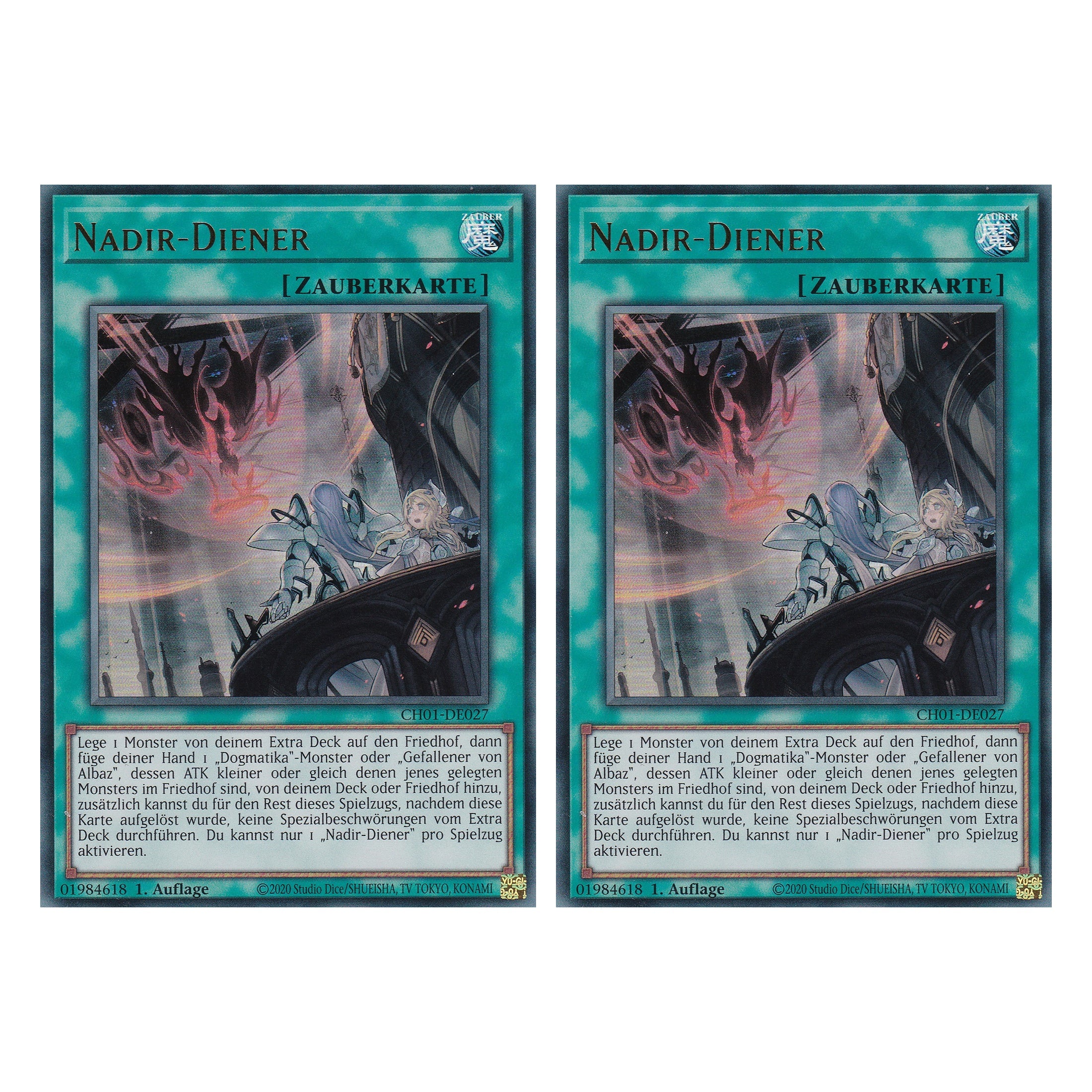 Nadir-Diener - CH01-DE027 - Ultra Rare - Deutsch - 1. Auflage - The Chronicles Deck: The Fallen & The Virtuous - Duo Set (2 Stück) - Yugioh