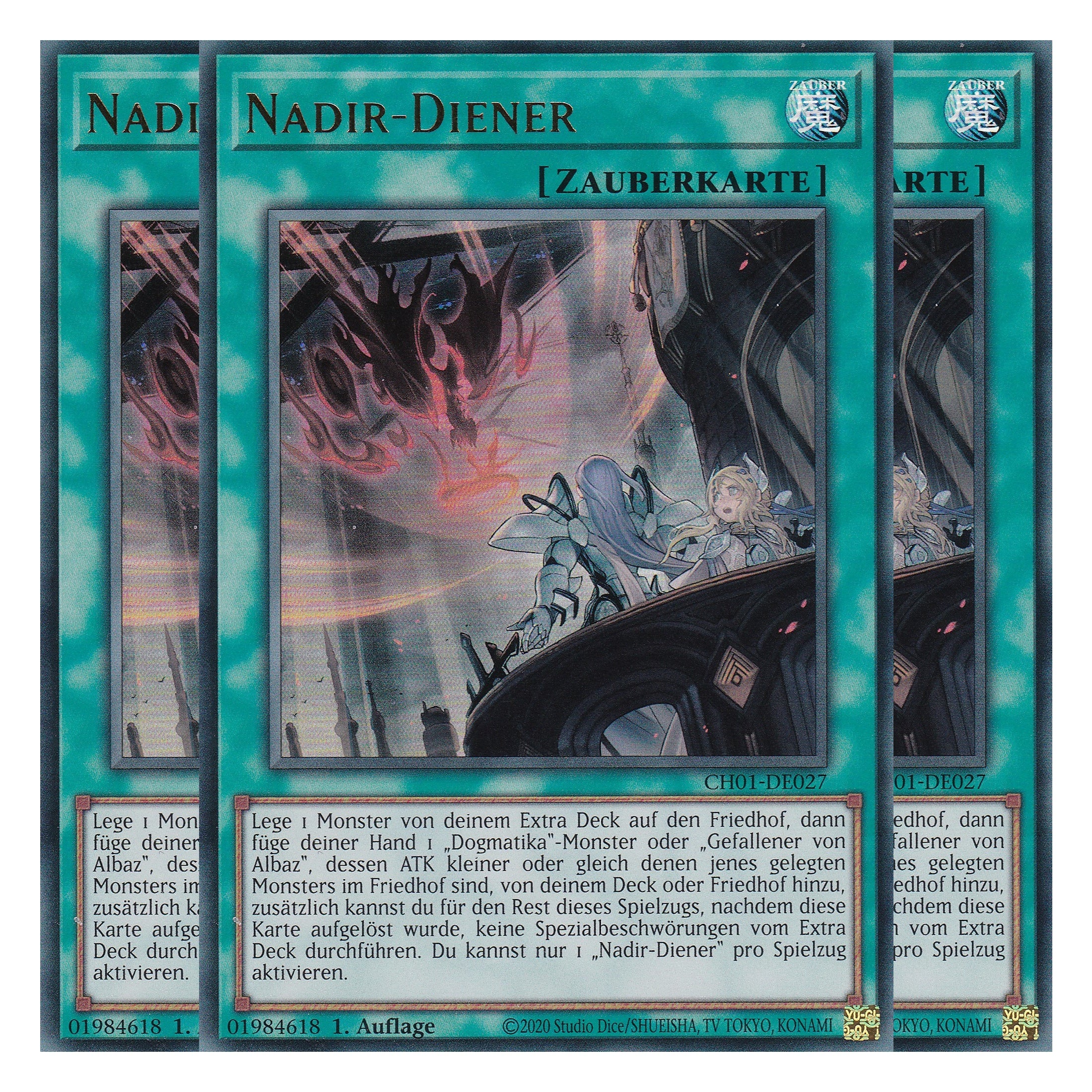 Nadir-Diener - CH01-DE027 - Ultra Rare - Deutsch - 1. Auflage - The Chronicles Deck: The Fallen & The Virtuous - Playset (3 Kopien) - Yu-Gi-Oh!