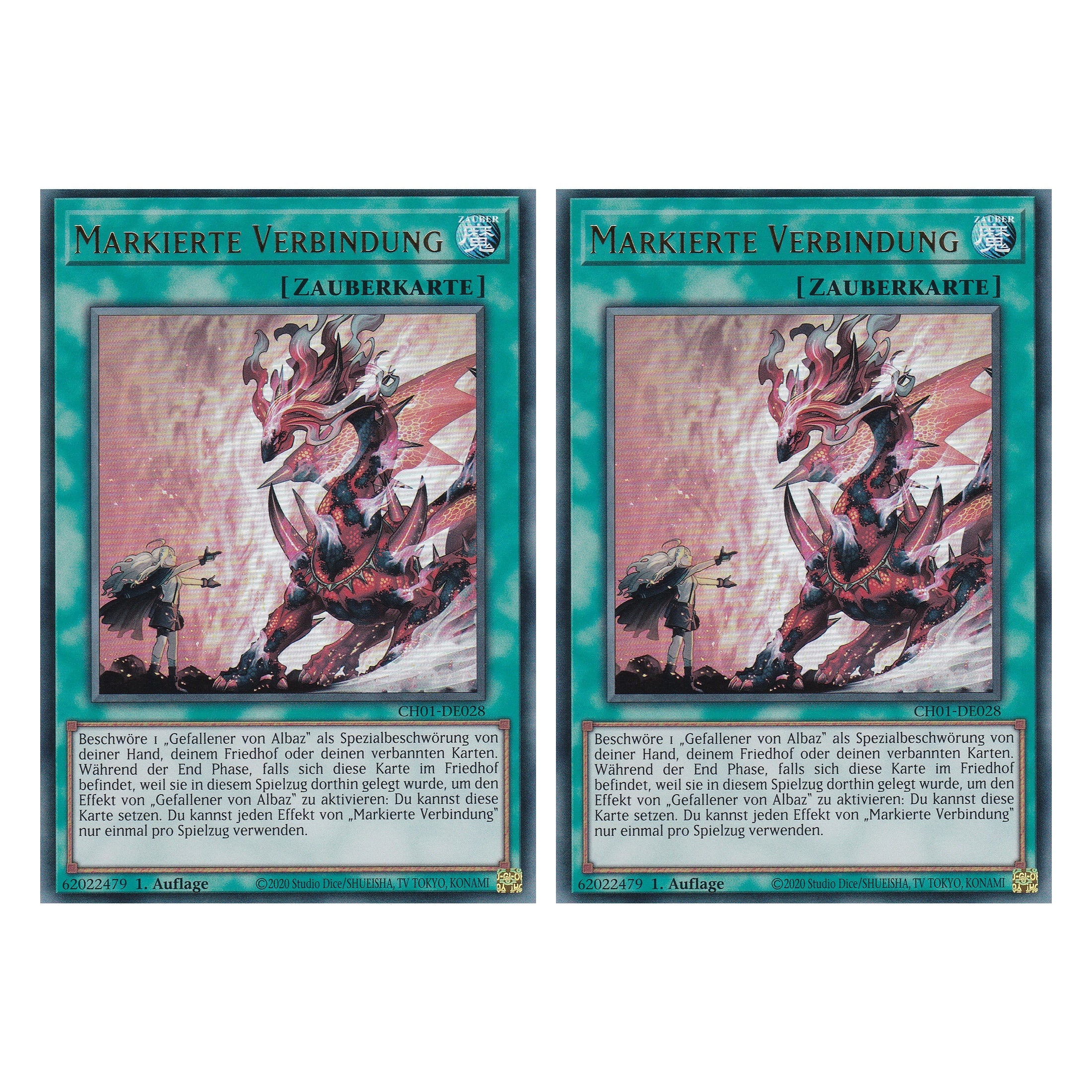 Markierte Verbindung - CH01-DE028 - Ultra Rare - Deutsch - 1. Auflage - The Chronicles Deck: The Fallen & The Virtuous - Duo Set (2 Stück) - Yugioh