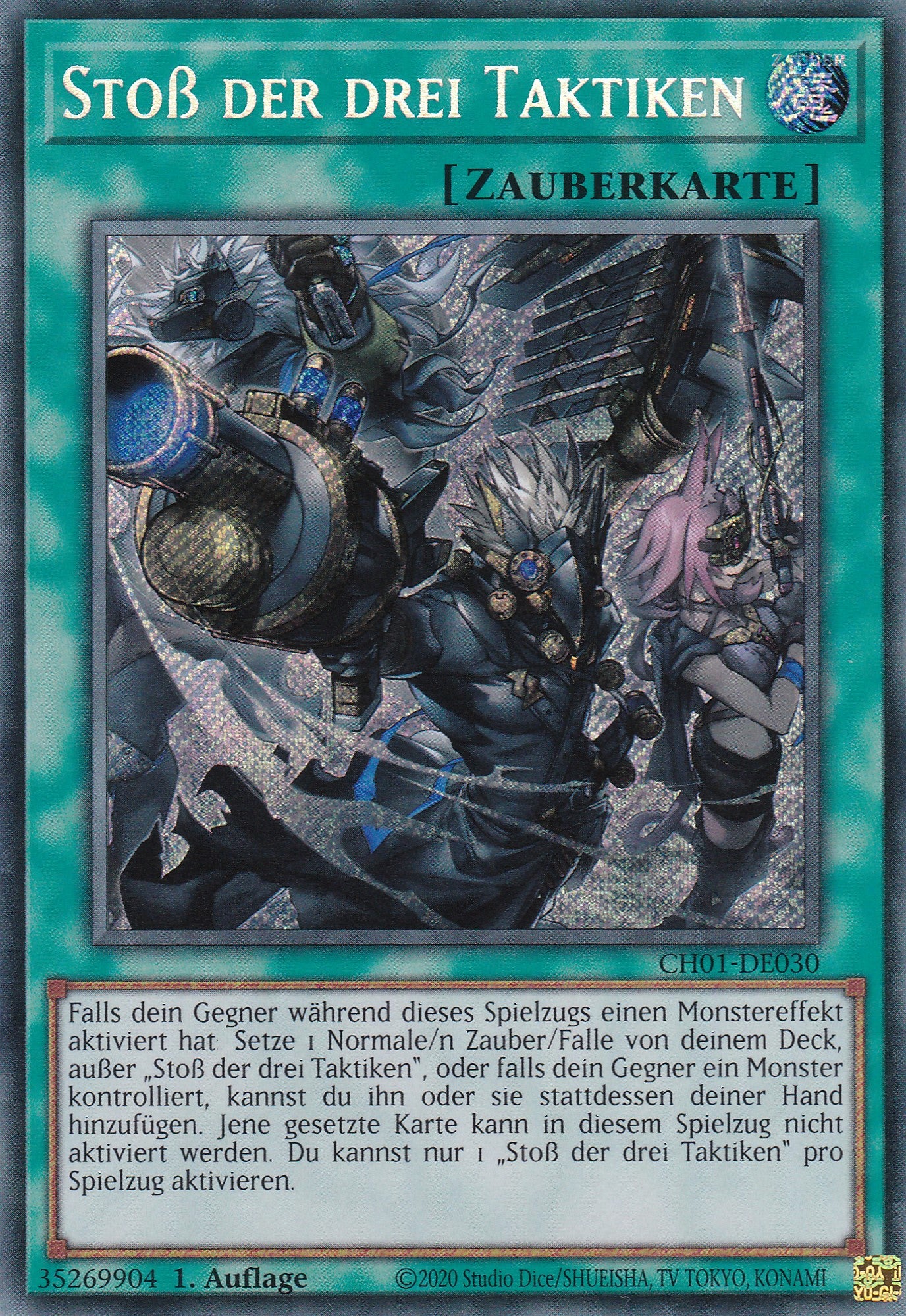 Stoß der drei Taktiken – CH01-DE030 – Secret Rare – Deutsch – 1. Auflage – The Chronicles Deck: The Fallen & The Virtuous