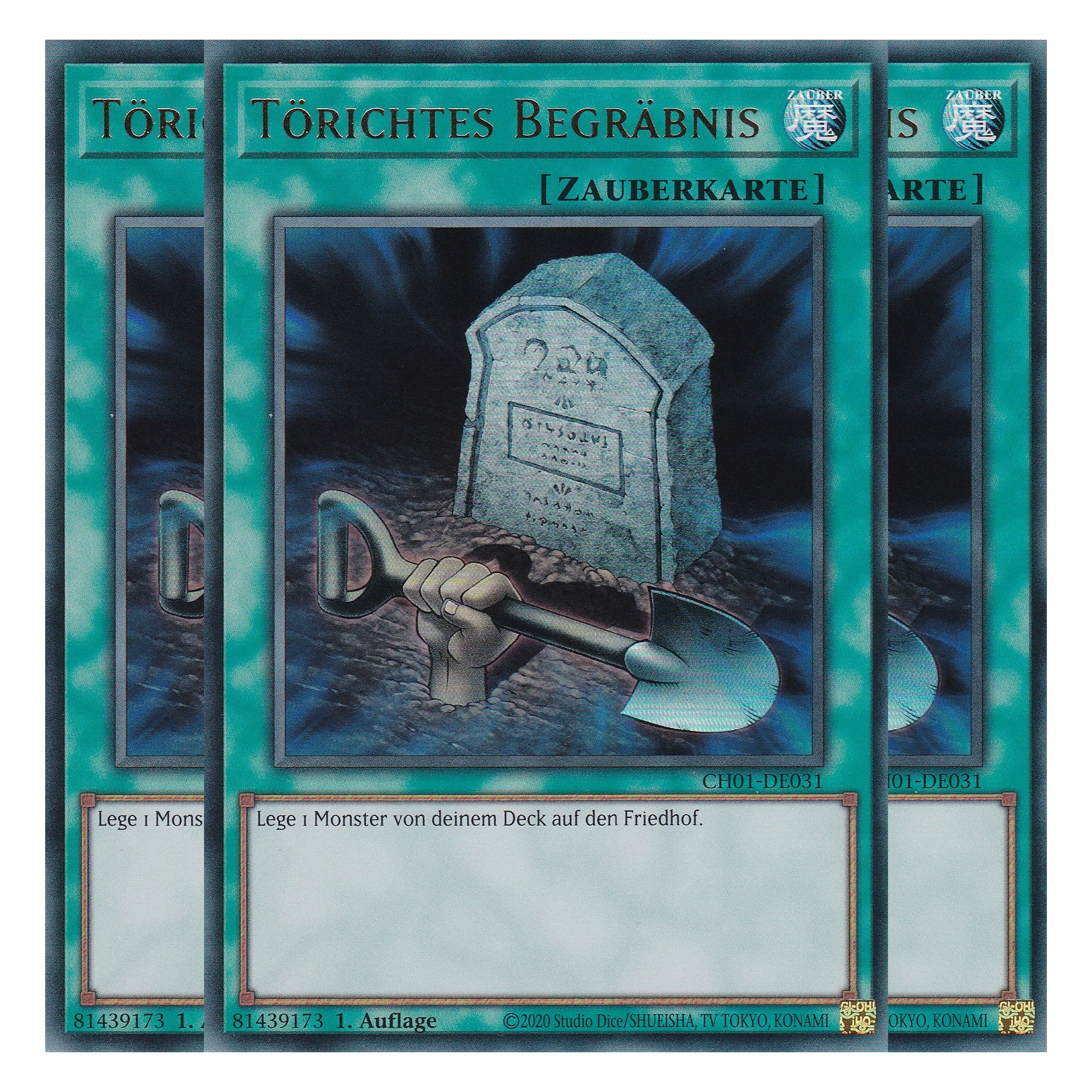 Törichtes Begräbnis - CH01-DE031 - Ultra Rare - Deutsch - 1. Auflage - The Chronicles Deck: The Fallen & The Virtuous - Playset (3 Kopien)