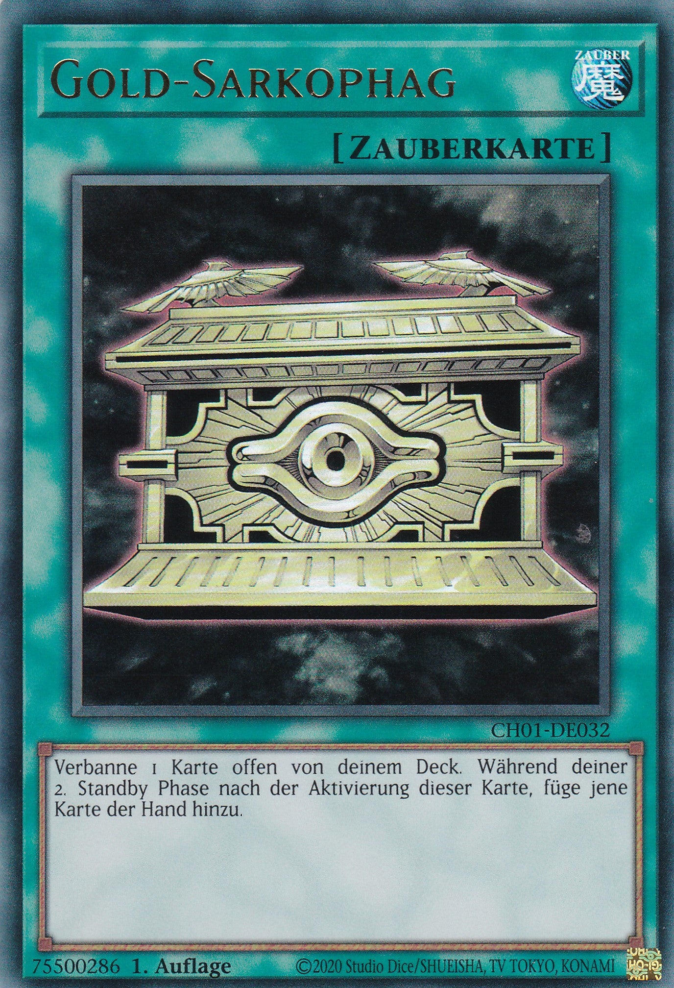 Gold-Sarkophag – CH01-DE032 – Ultra Rare – Deutsch – 1. Auflage – The Chronicles Deck: The Fallen & The Virtuous
