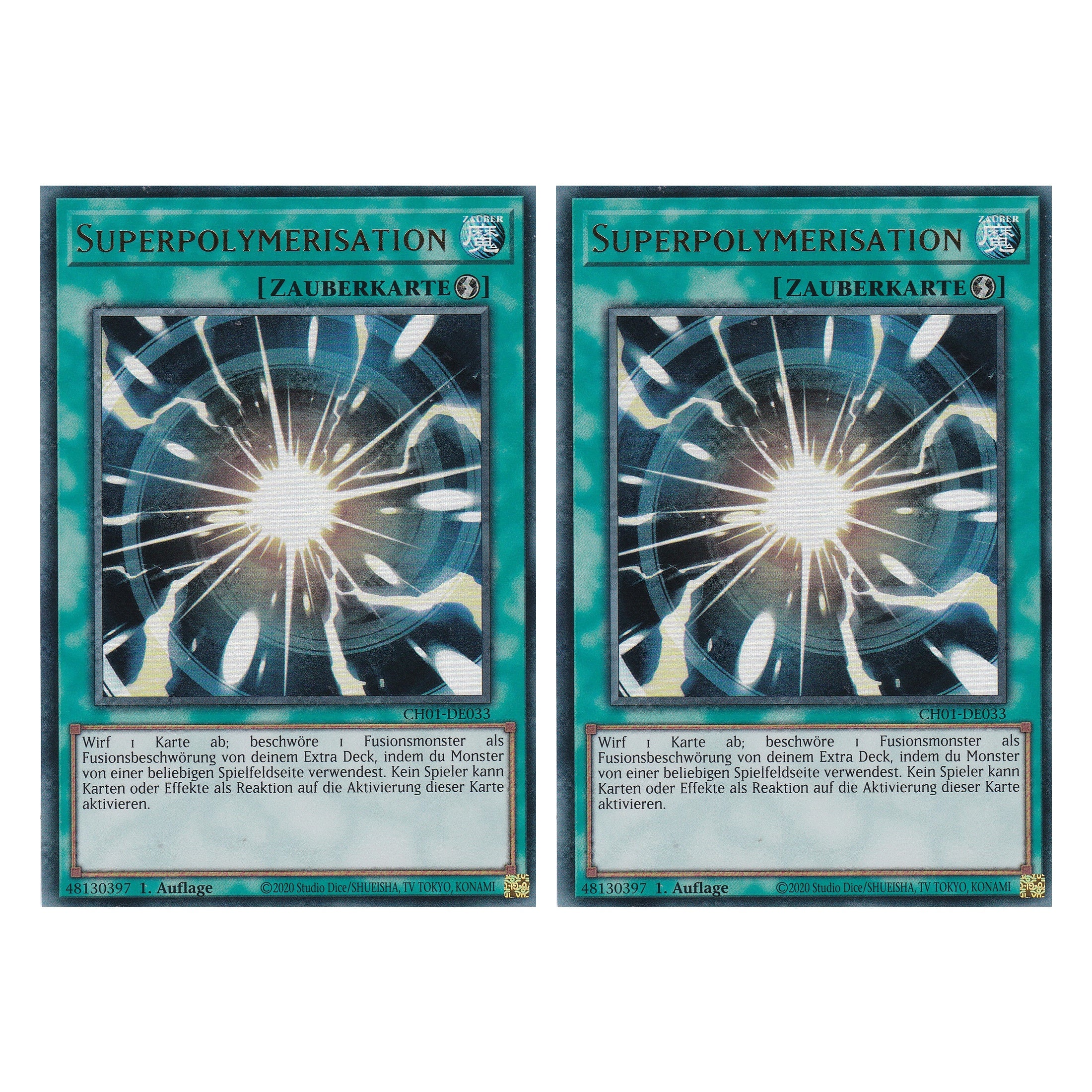 Superpolymerisation - CH01-DE033 - Ultra Rare - Deutsch - 1. Auflage - The Chronicles Deck: The Fallen & The Virtuous - Duo Set (2 Stück) - Yugioh