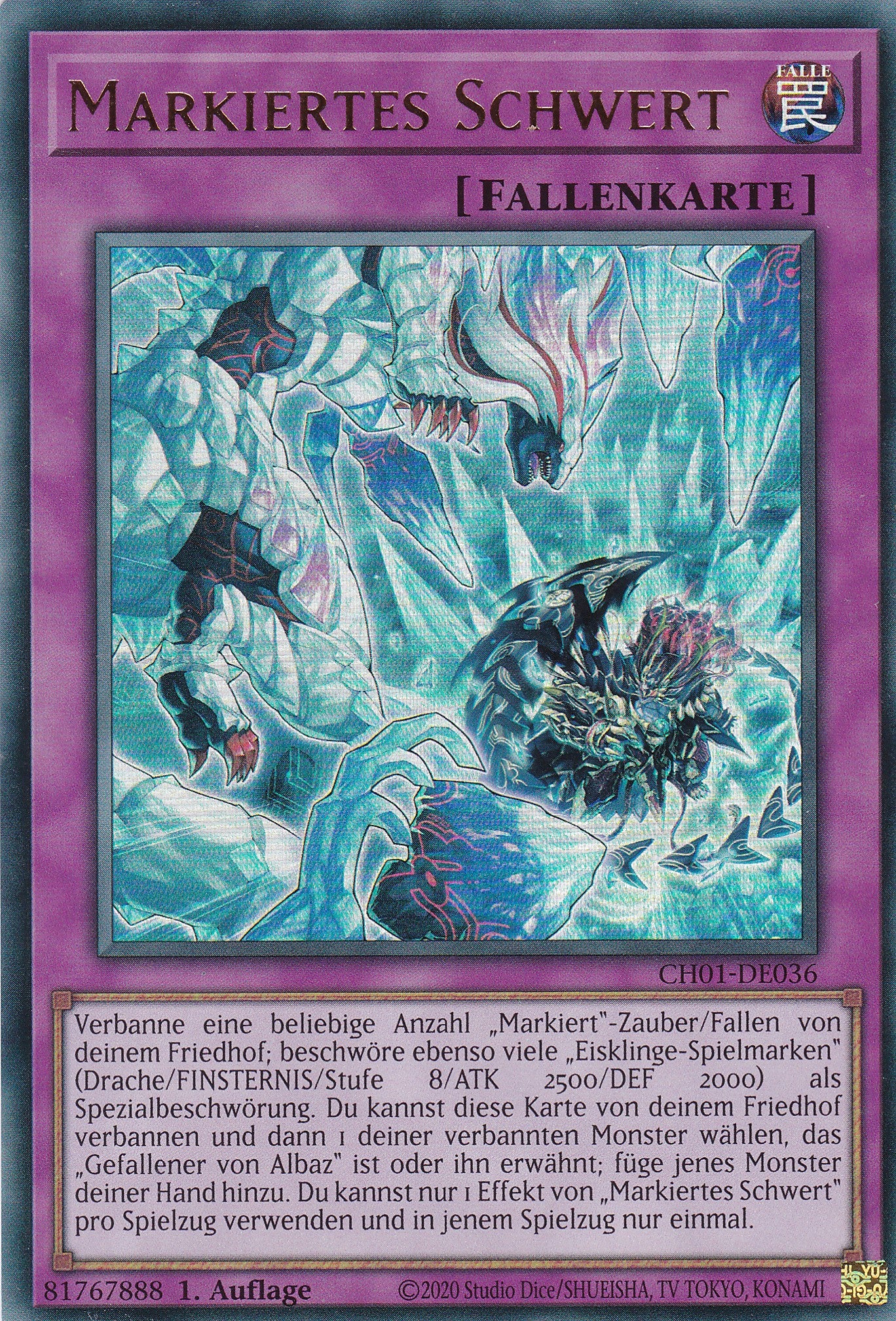 Markiertes Schwert – CH01-DE036 – Ultra Rare – Deutsch – 1. Auflage – The Chronicles Deck: The Fallen & The Virtuous