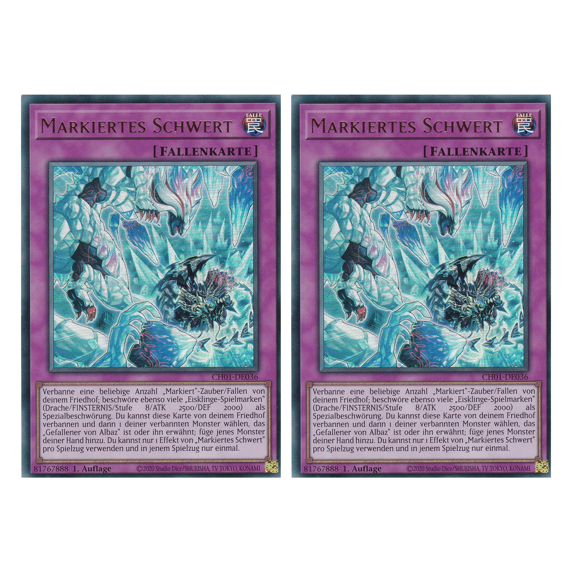 Markiertes Schwert - CH01-DE036 - Ultra Rare - Deutsch - 1. Auflage - The Chronicles Deck: The Fallen & The Virtuous - Duo Set (2 Stück) - Yugioh