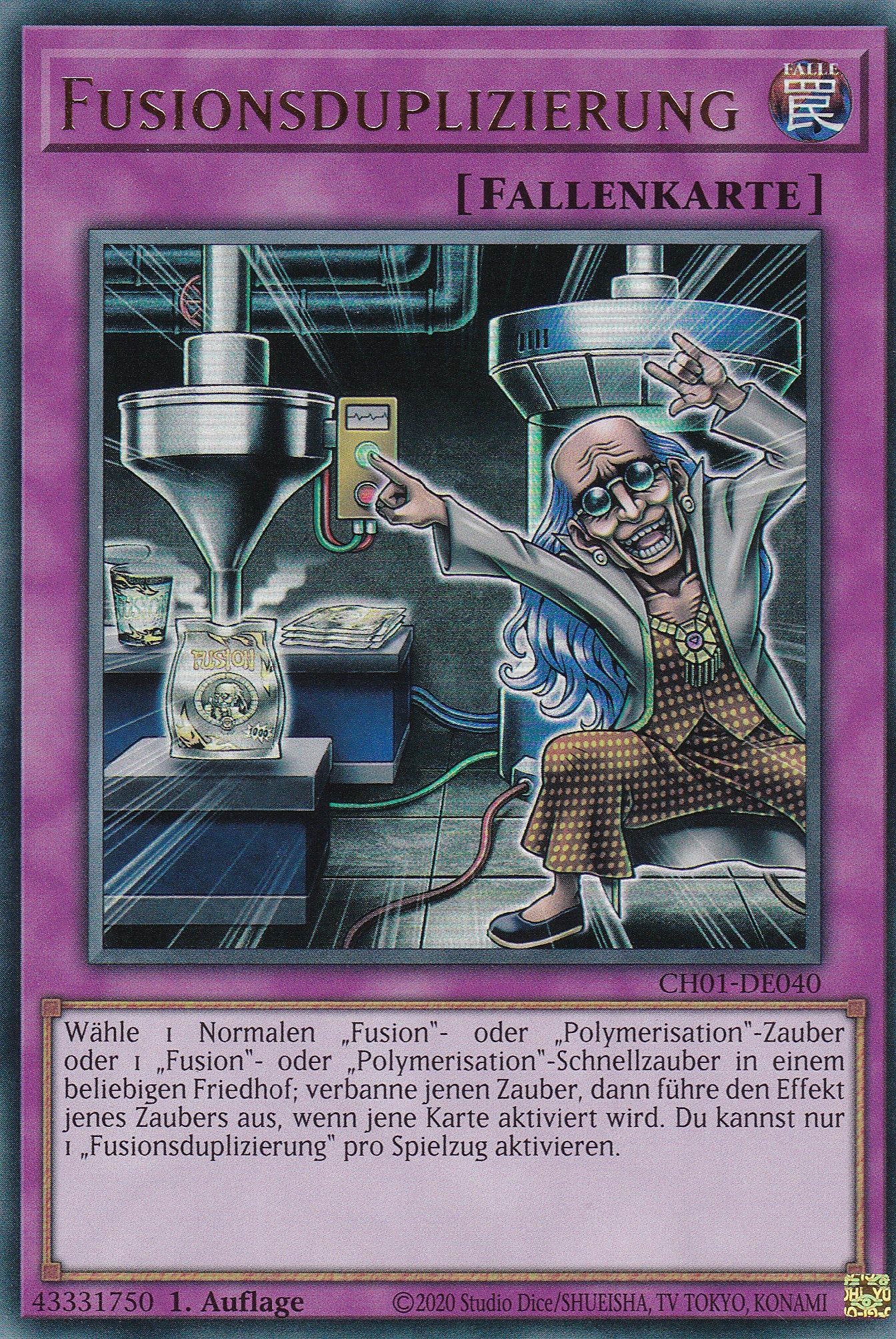 Fusionsduplizierung – CH01-DE040 – Ultra Rare – Deutsch – 1. Auflage – The Chronicles Deck: The Fallen & The Virtuous