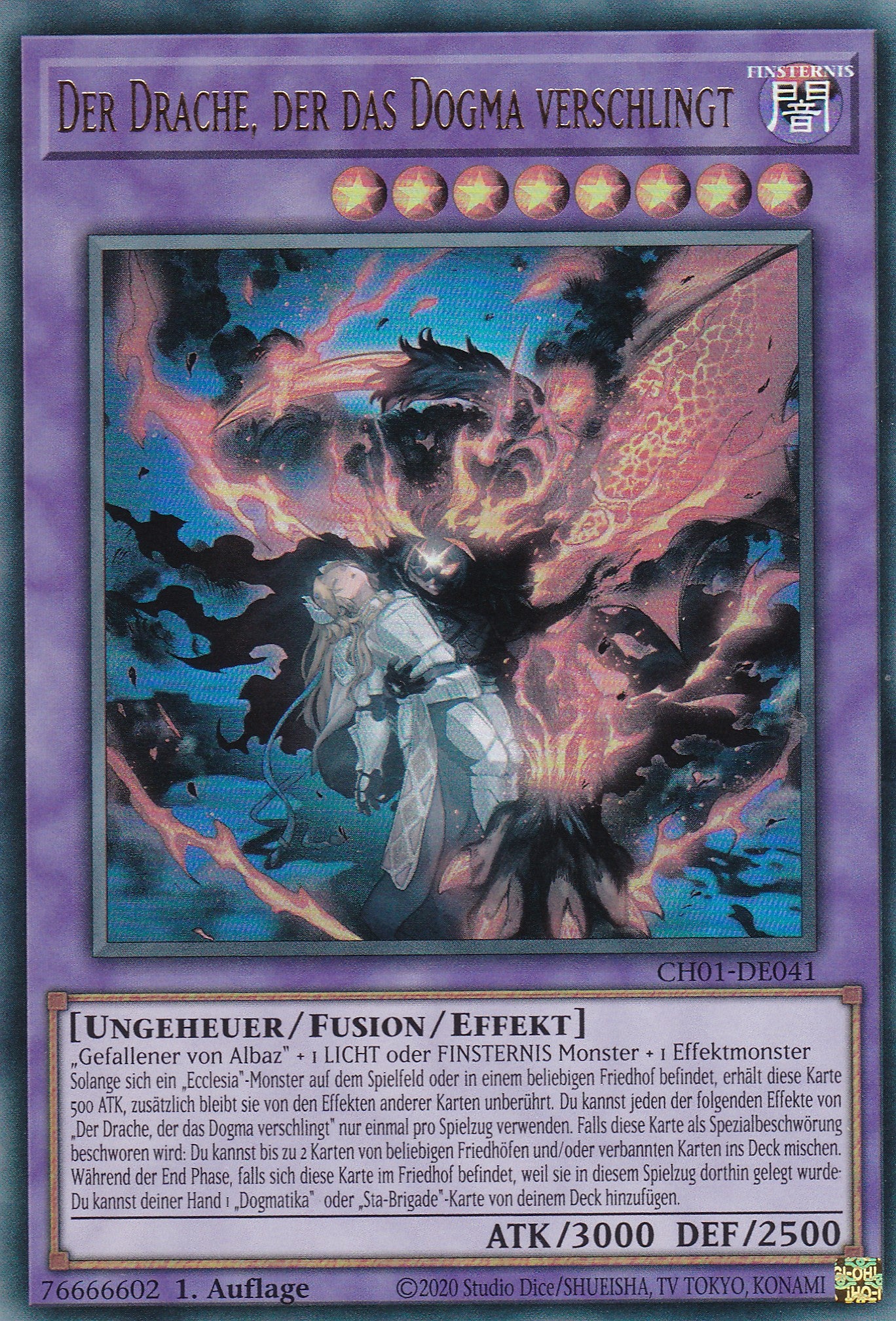 Der Drache, der das Dogma verschlingt – CH01-DE041 – Ultra Rare – Deutsch – 1. Auflage – The Chronicles Deck: The Fallen & The Virtuous