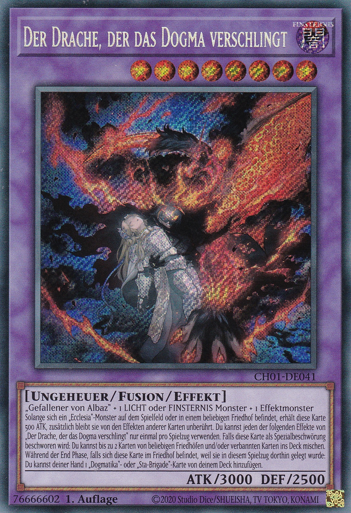 Der Drache, der das Dogma verschlingt – CH01-DE041 – Secret Rare – Deutsch – 1. Auflage – The Chronicles Deck: The Fallen & The Virtuous