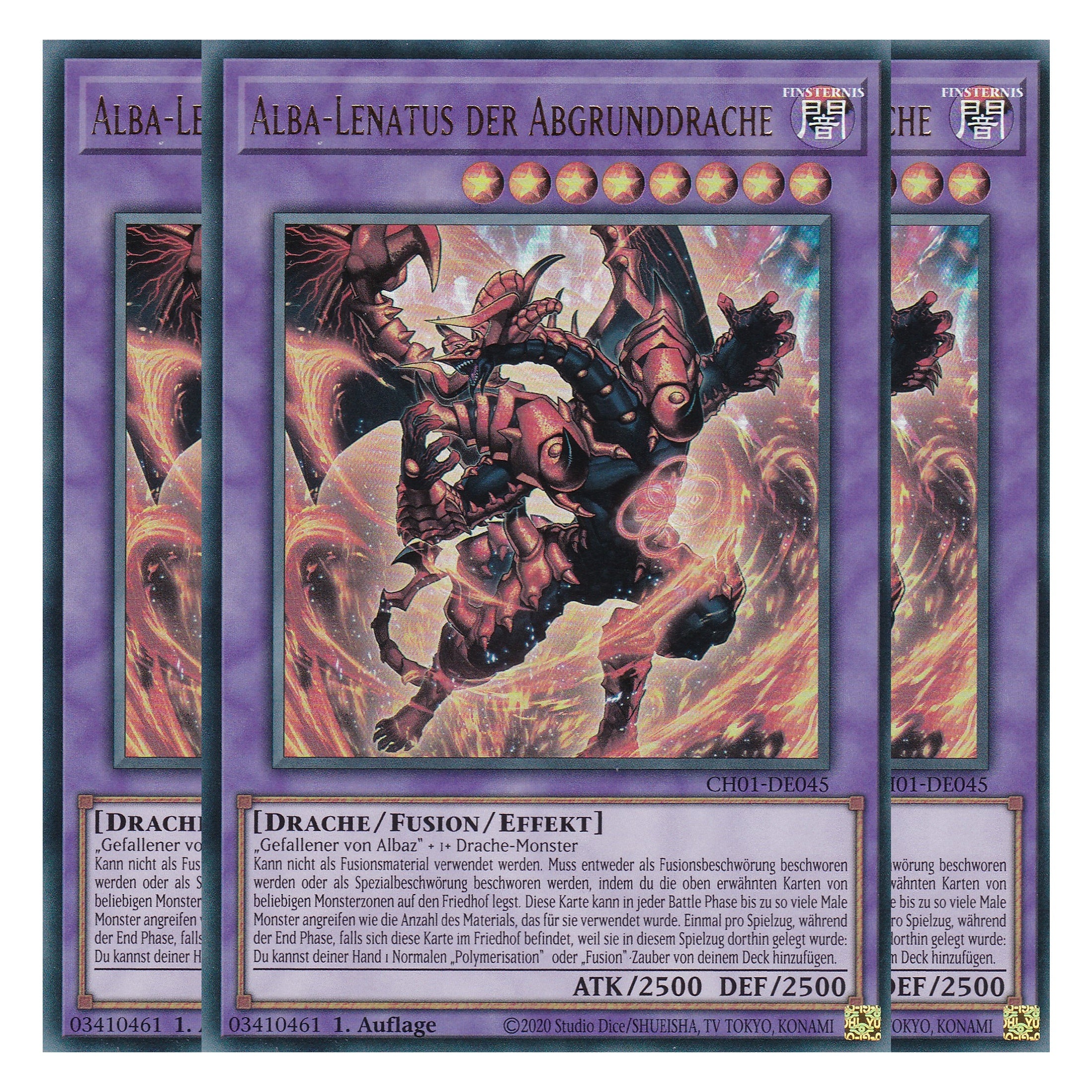 Alba-Lenatus der Abgrunddrache - CH01-DE045 - Ultra Rare - Deutsch - 1. Auflage - The Chronicles Deck: The Fallen & The Virtuous - Playset (3 Kopien) - Yu-Gi-Oh!