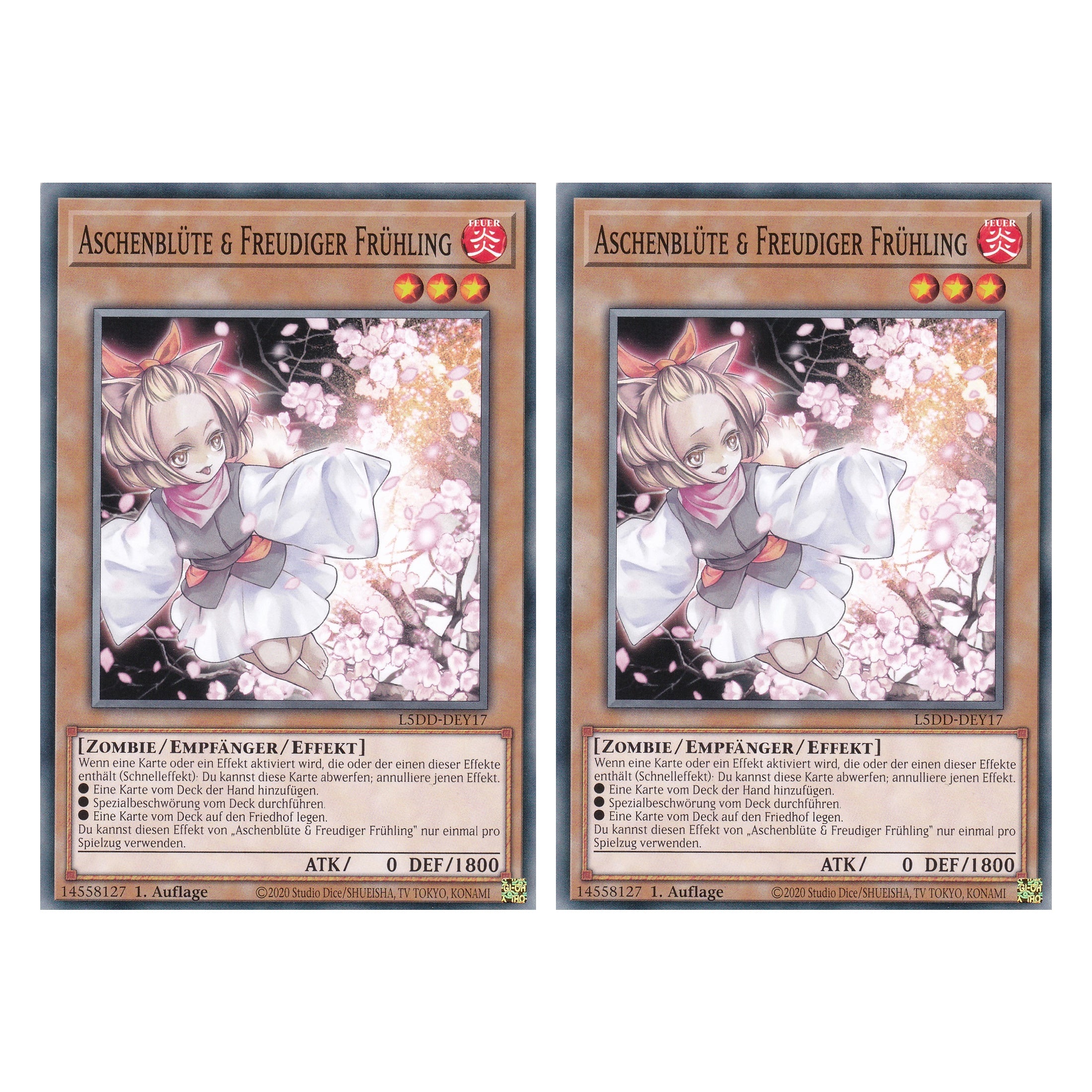 Aschenblüte & Freudiger Frühling - L5DD-DEY17 - Common - Deutsch - 1. Auflage - Legendary 5D's Decks - Duo Set (2 Stück) - Yu-Gi-Oh!