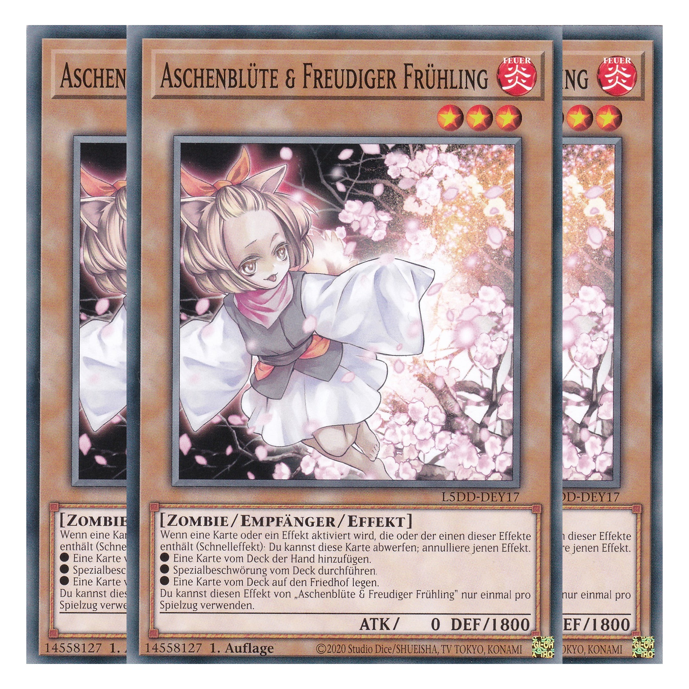 Aschenblüte & Freudiger Frühling - L5DD-DEY17 - Common - Deutsch - 1. Auflage - Legendary 5D's Decks - Playset (3 Kopien)