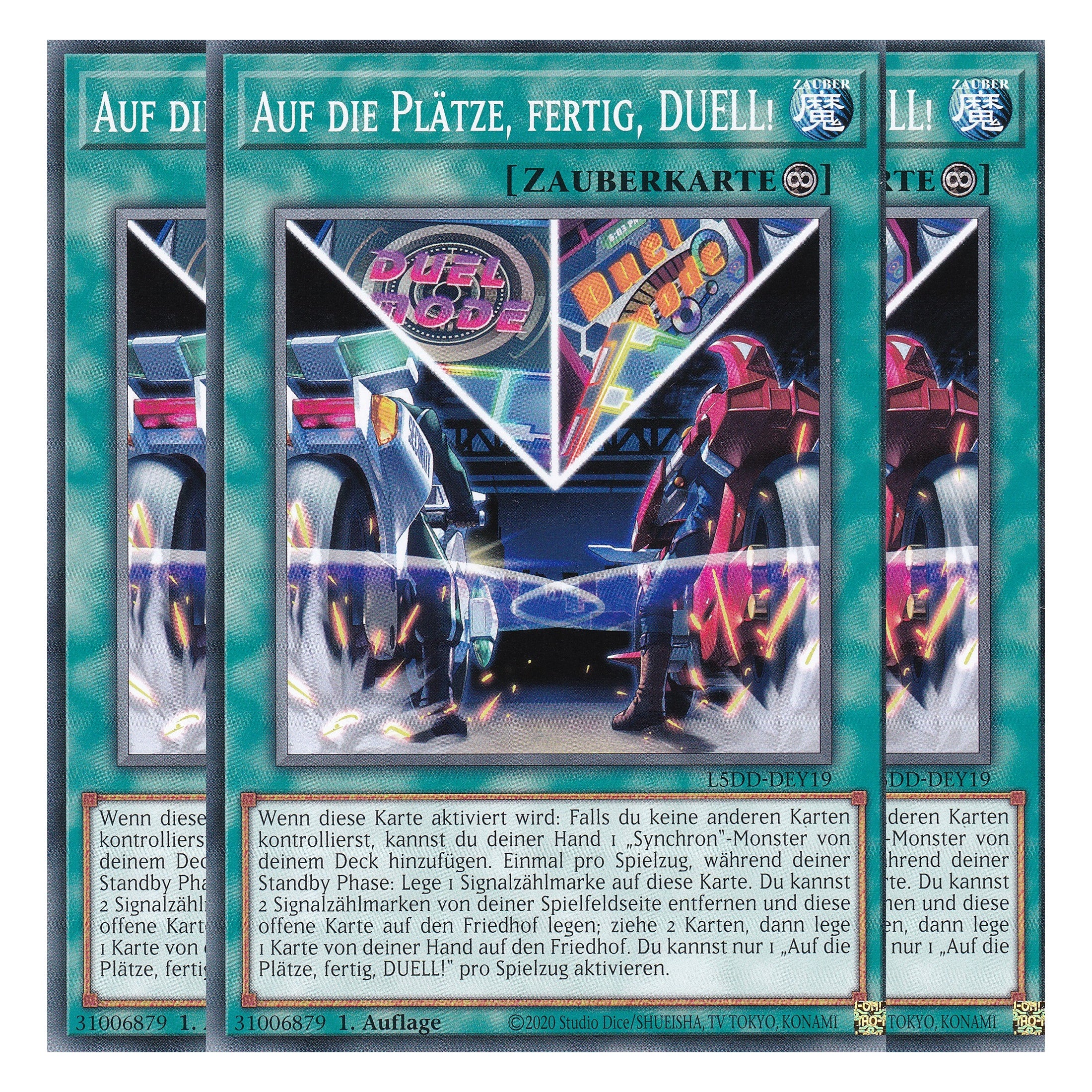 Auf die Plätze, fertig, DUELL! - L5DD-DEY19 - Common - Deutsch - 1. Auflage - Legendary 5D's Decks - Playset (3 Kopien) - Yu-Gi-Oh!