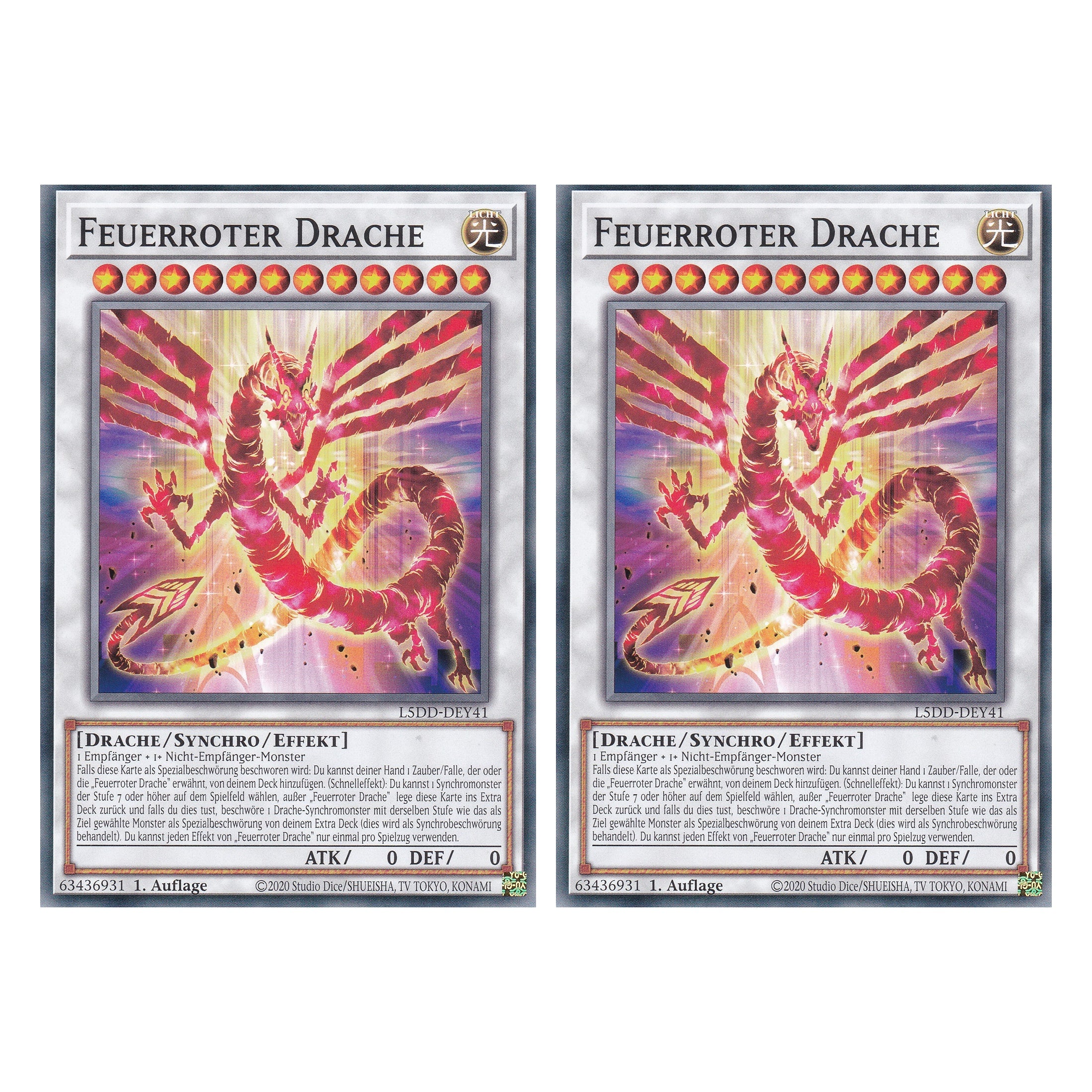 Feuerroter Drache - L5DD-DEY41 - Common - Deutsch - 1. Auflage - Legendary 5D's Decks - Duo Set (2 Stück) - Yu-Gi-Oh!