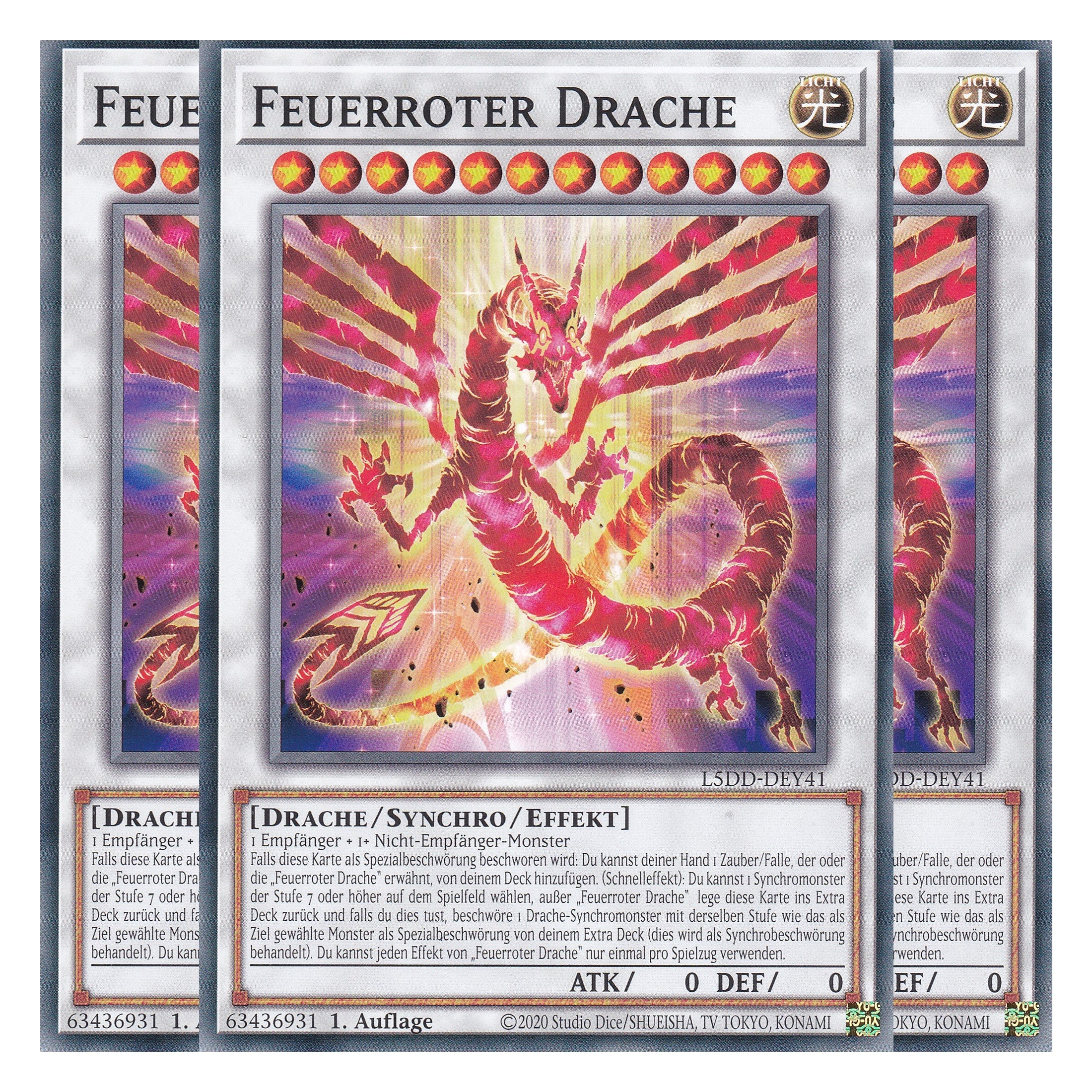 Feuerroter Drache - L5DD-DEY41 - Common - Deutsch - 1. Auflage - Legendary 5D's Decks - Playset (3 Kopien)