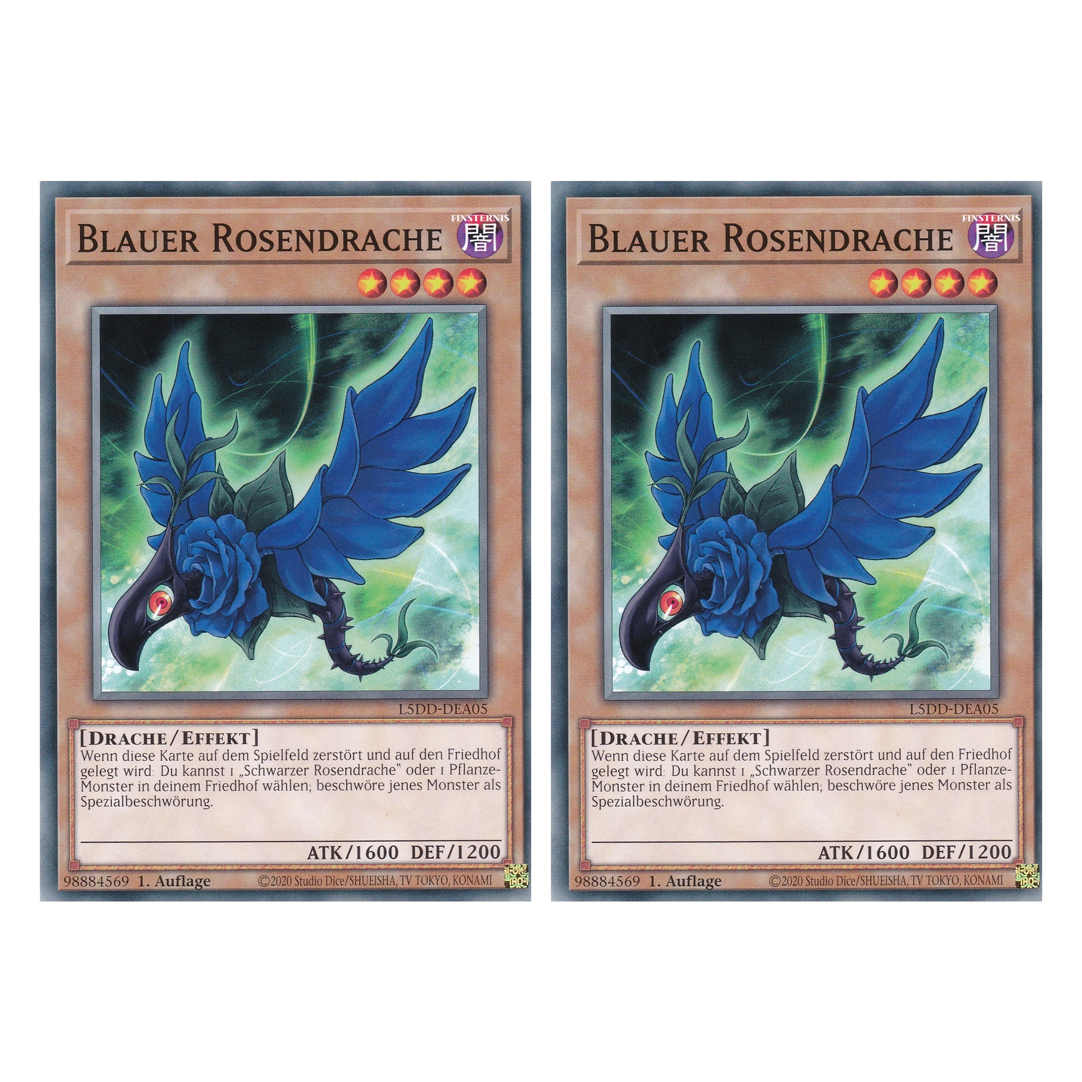 Blauer Rosendrache - L5DD-DEA05 - Common - Deutsch - 1. Auflage - Legendary 5D's Decks - Duo Set (2 Stück) - Yu-Gi-Oh!
