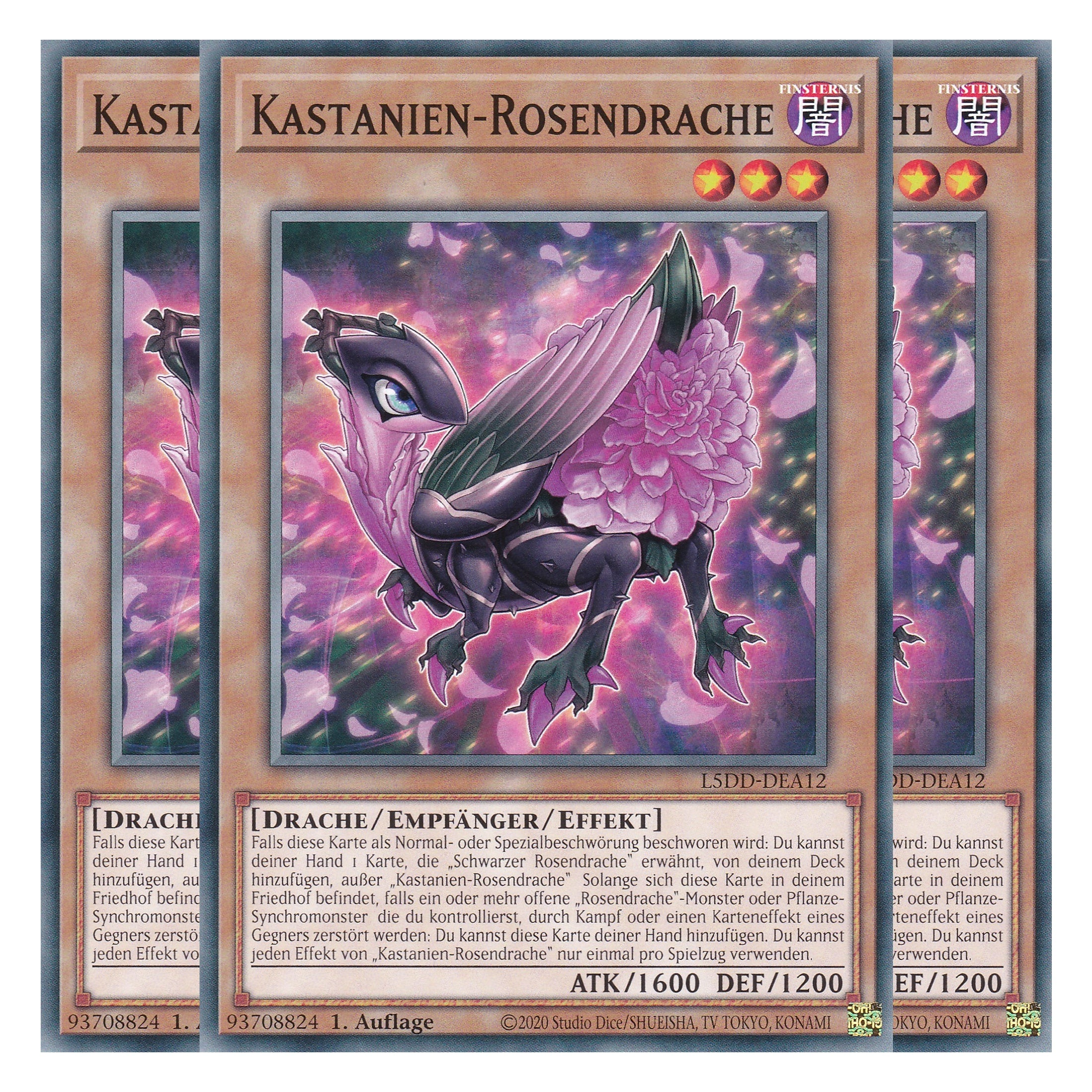 Kastanien-Rosendrache - L5DD-DEA12 - Common - Deutsch - 1. Auflage - Legendary 5D's Decks - Playset (3 Kopien) - Yu-Gi-Oh!