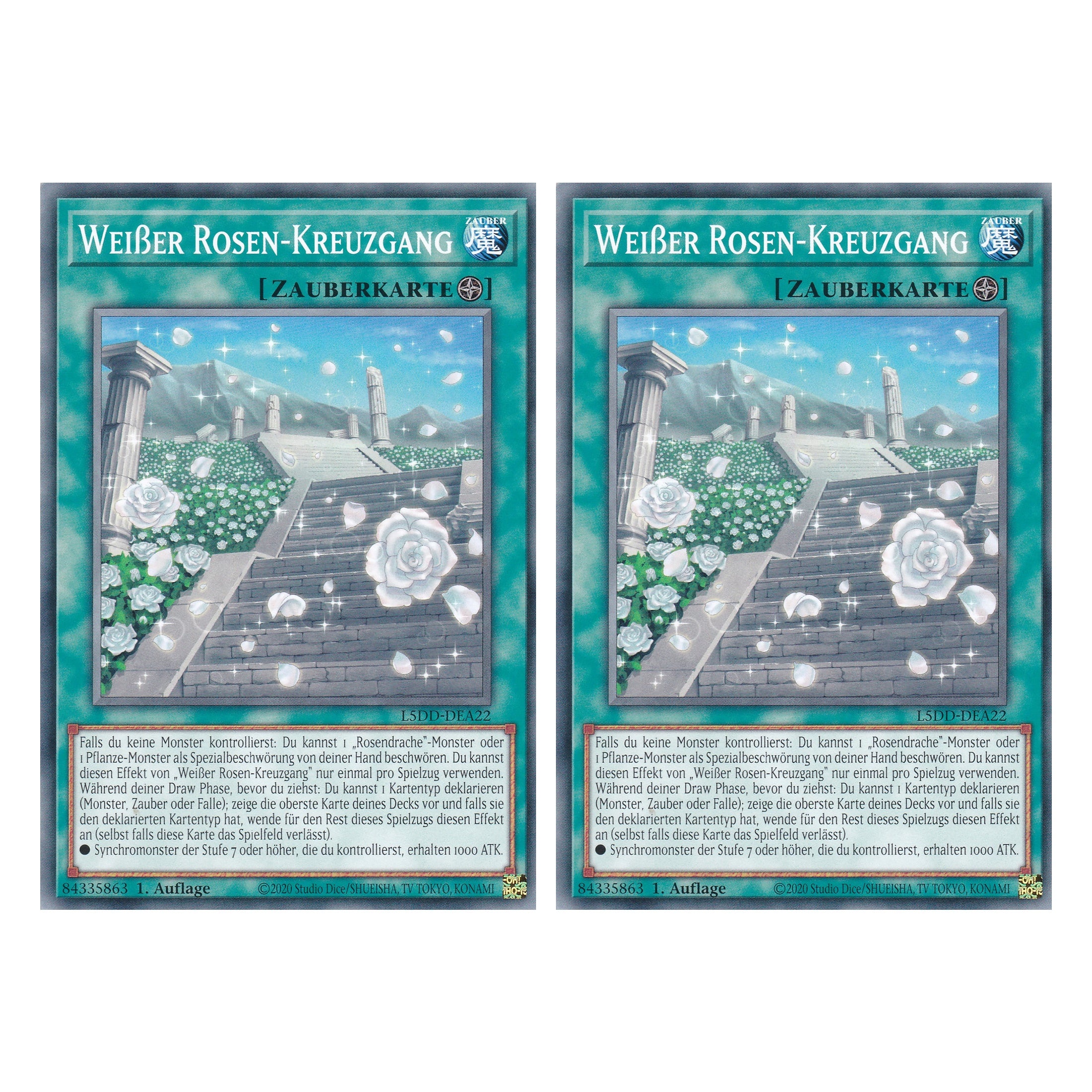 Weißer Rosen-Kreuzgang - L5DD-DEA22 - Common - Deutsch - 1. Auflage - Legendary 5D's Decks - Duo Set (2 Stück) - Yu-Gi-Oh!