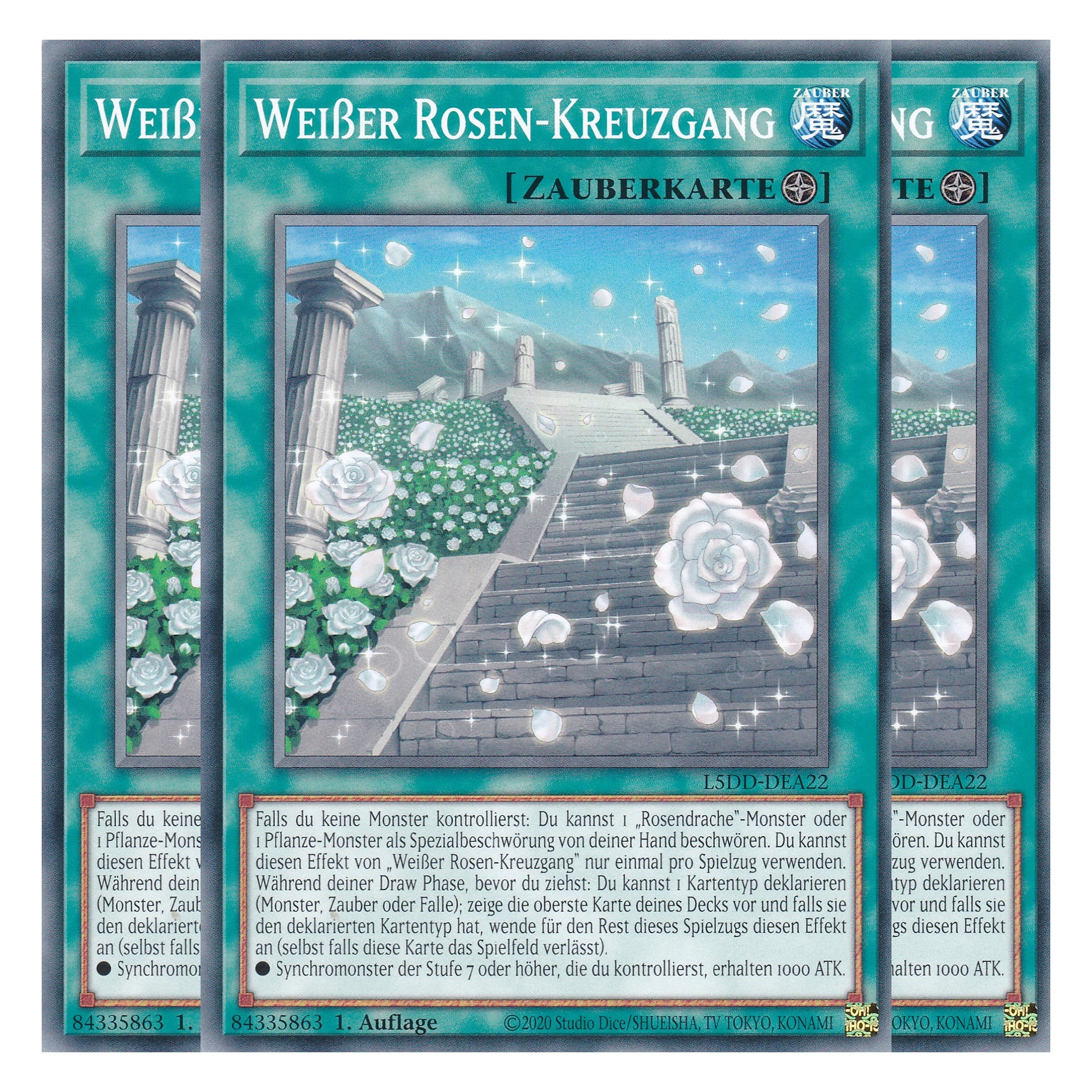 Weißer Rosen-Kreuzgang - L5DD-DEA22 - Common - Deutsch - 1. Auflage - Legendary 5D's Decks - Playset (3 Kopien)