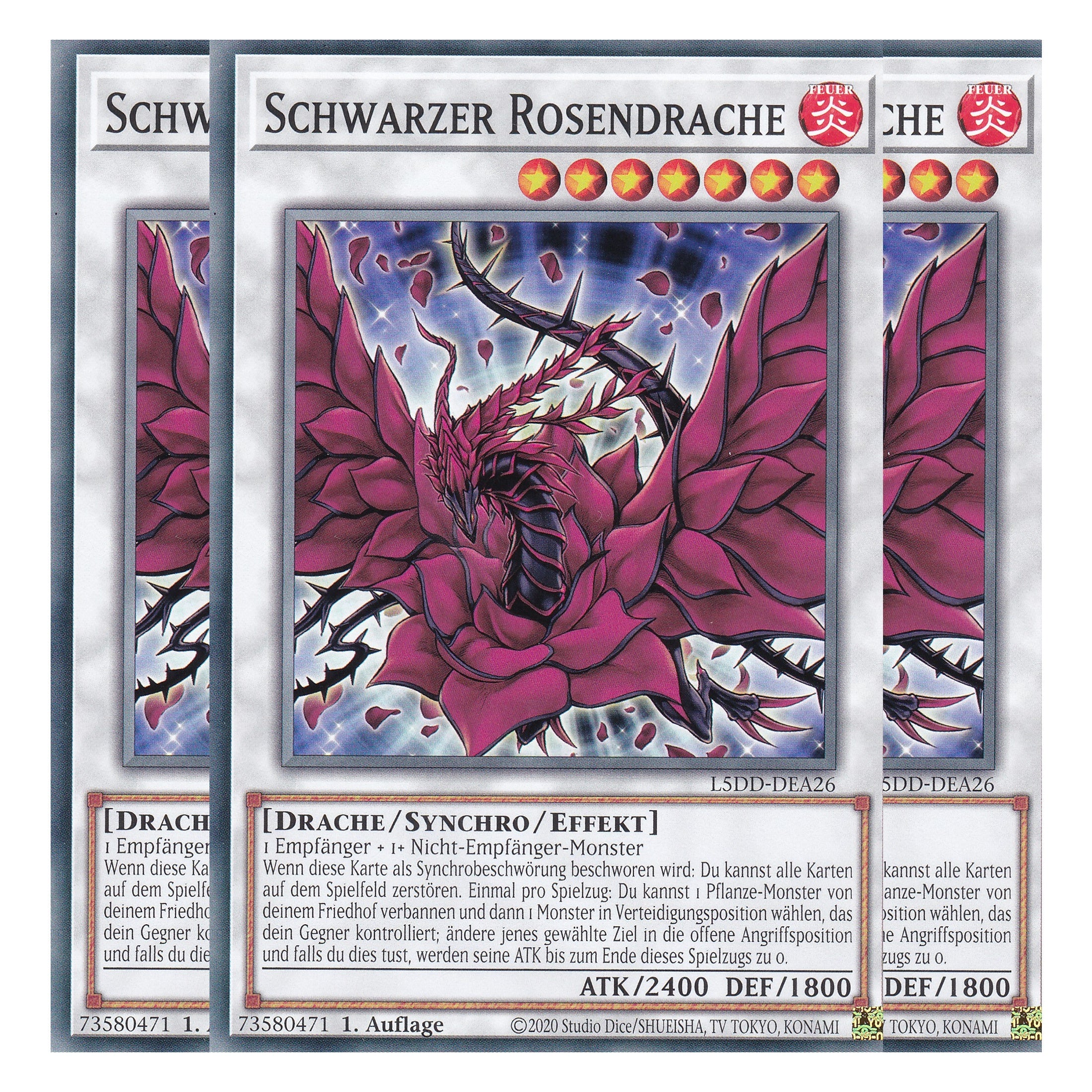 Schwarzer Rosendrache  - L5DD-DEA26 - Common - Deutsch - 1. Auflage - Legendary 5D's Decks - Playset (3 Kopien) - Yu-Gi-Oh!
