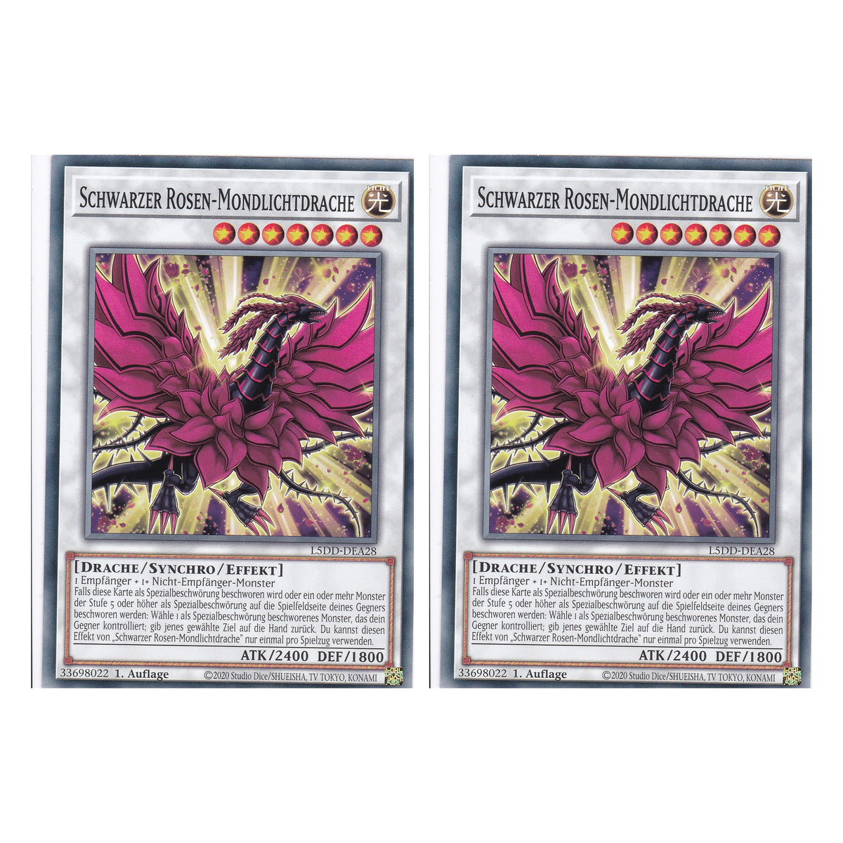 Schwarzer Rosen-Mondlichtdrache - L5DD-DEA28 - Common - Deutsch - 1. Auflage - Legendary 5D's Decks - Duo Set (2 Stück) - Yu-Gi-Oh!