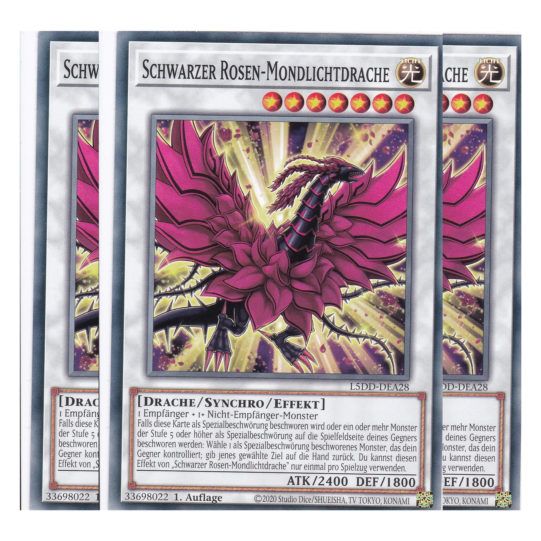 Schwarzer Rosen-Mondlichtdrache - L5DD-DEA28 - Common - Deutsch - 1. Auflage - Legendary 5D's Decks - Playset (3 Kopien) - Yu-Gi-Oh!