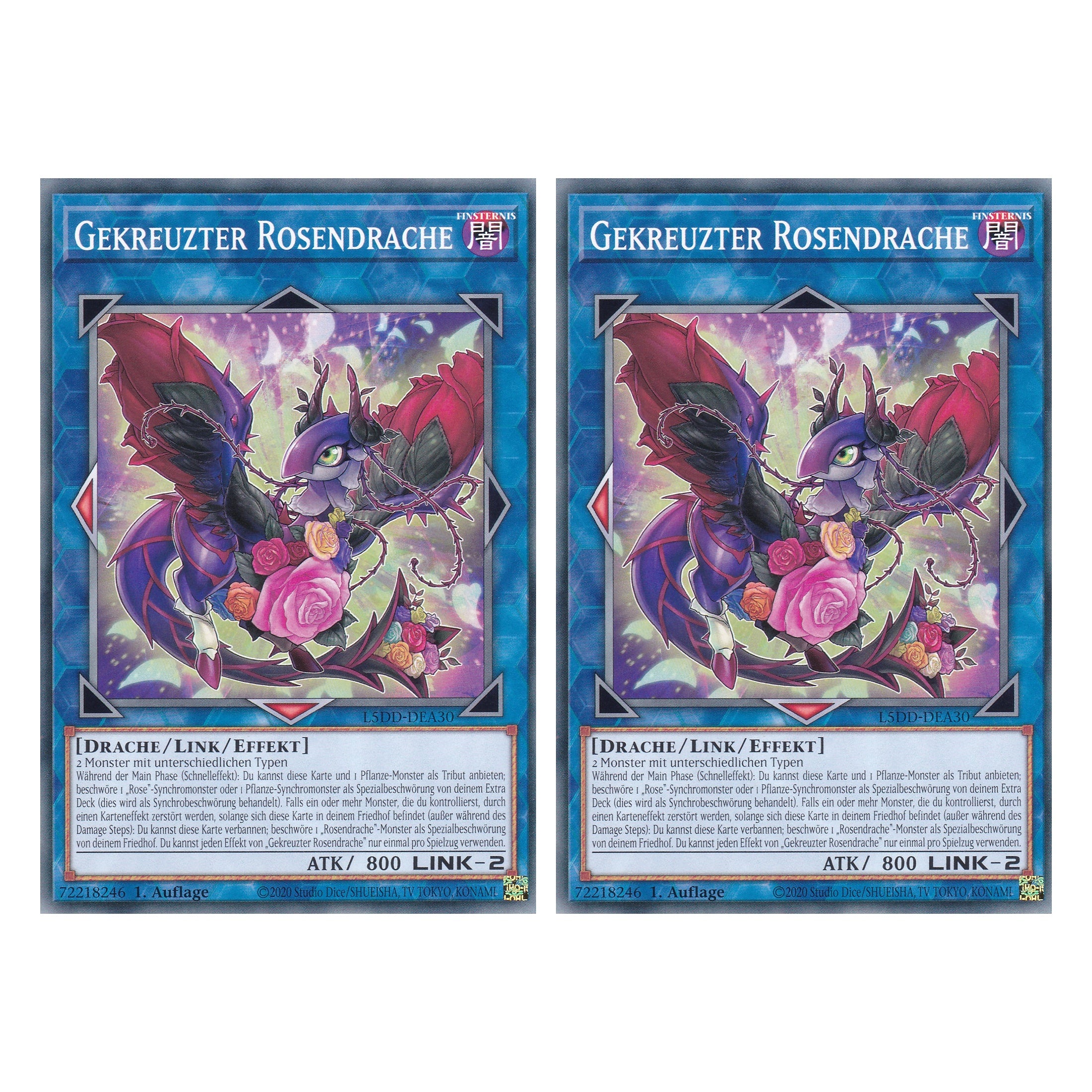 Gekreuzter Rosendrache - L5DD-DEA30 - Common - Deutsch - 1. Auflage - Legendary 5D's Decks - Duo Set (2 Stück) - Yu-Gi-Oh!