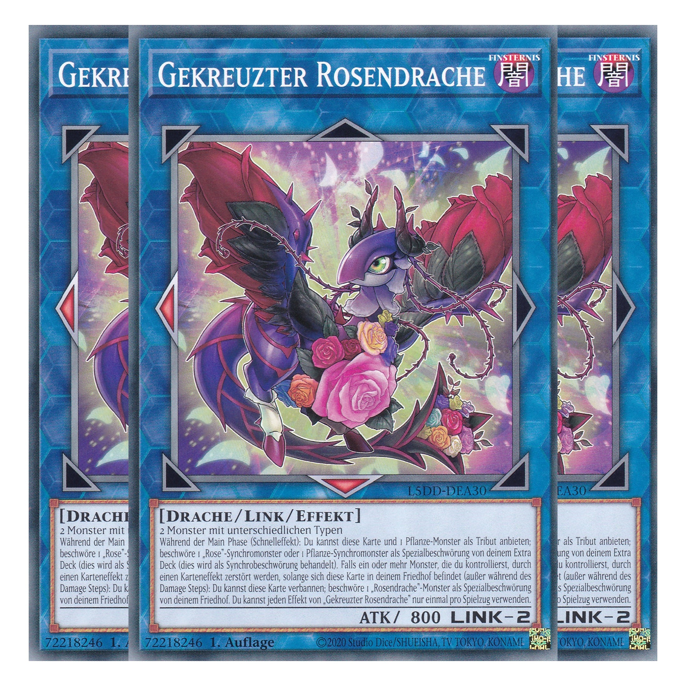 Gekreuzter Rosendrache - L5DD-DEA30 - Common - Deutsch - 1. Auflage - Legendary 5D's Decks - Playset (3 Kopien) - Yu-Gi-Oh!