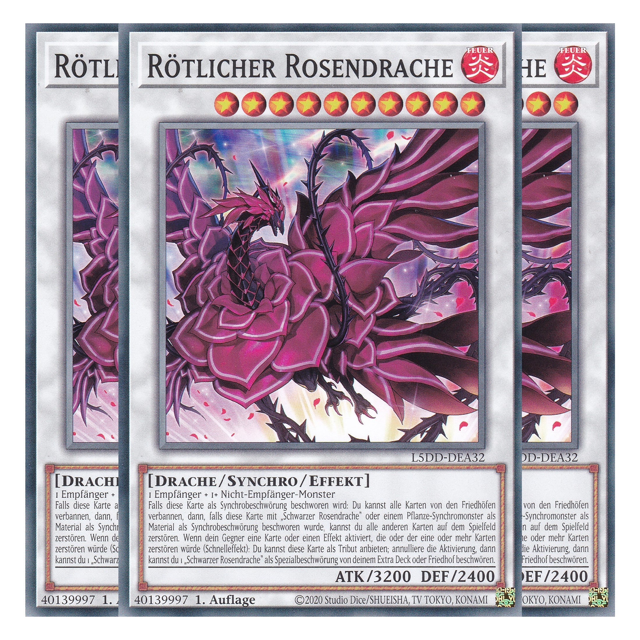 Rötlicher Rosendrache - L5DD-DEA32 - Common - Deutsch - 1. Auflage - Legendary 5D's Decks - Playset (3 Kopien)