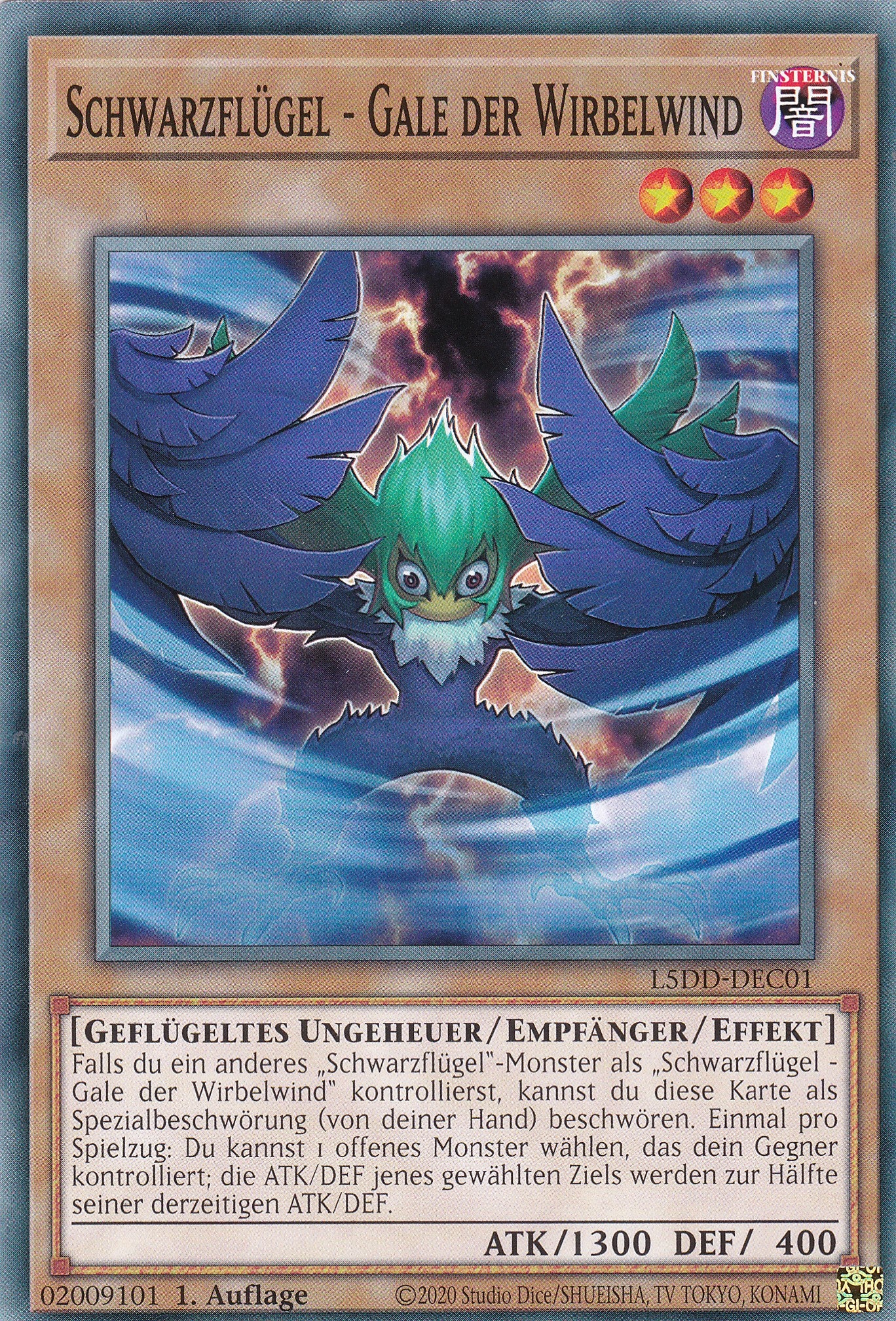 Schwarzflügel – Gale der Wirbelwind – L5DD-C01 – Common – DE – 1. Auflage - Legendary 5D's Decks