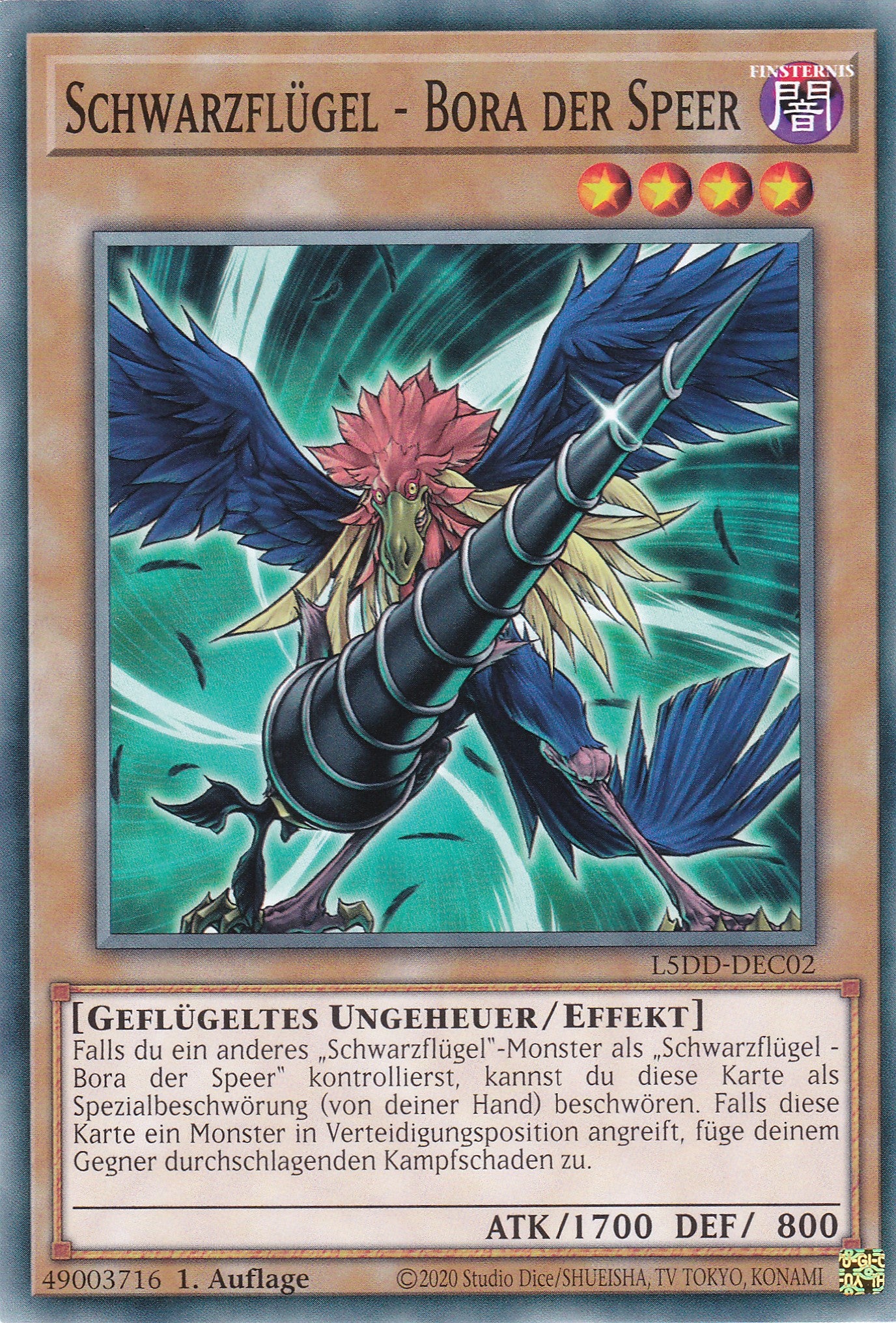 Schwarzflügel – Bora der Speer – L5DD-C02 – Common – DE – 1. Auflage - Legendary 5D's Decks