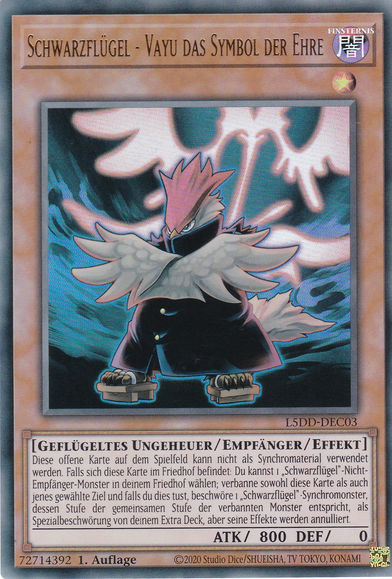 Schwarzflügel – Vayu das Symbol der Ehre – L5DD-C03 – Ultra Rare – DE – 1. Auflage - Legendary 5D's Decks