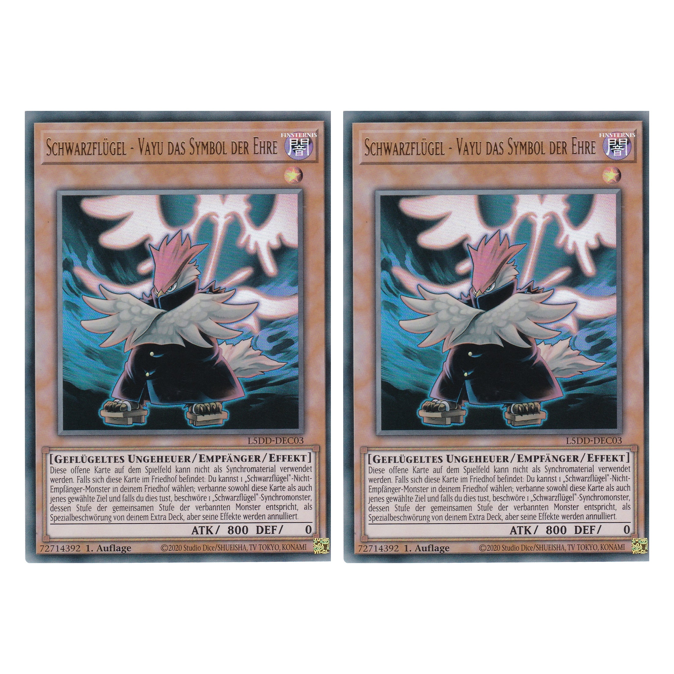 Schwarzflügel - Vayu das Symbol der Ehre - L5DD-DEC03 - Ultra Rare - Deutsch - 1. Auflage - Legendary 5D's Decks - Duo Set (2 Stück) - Yu-Gi-Oh!