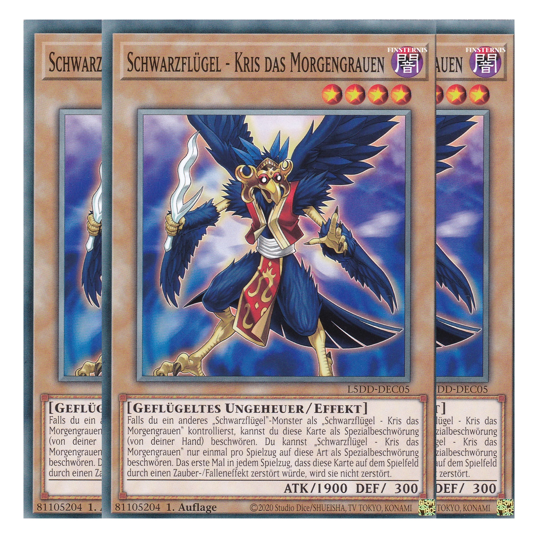 Schwarzflügel - Kris das Morgengrauen - L5DD-DEC05 - Common - Deutsch - 1. Auflage - Legendary 5D's Decks - Playset (3 Kopien)
