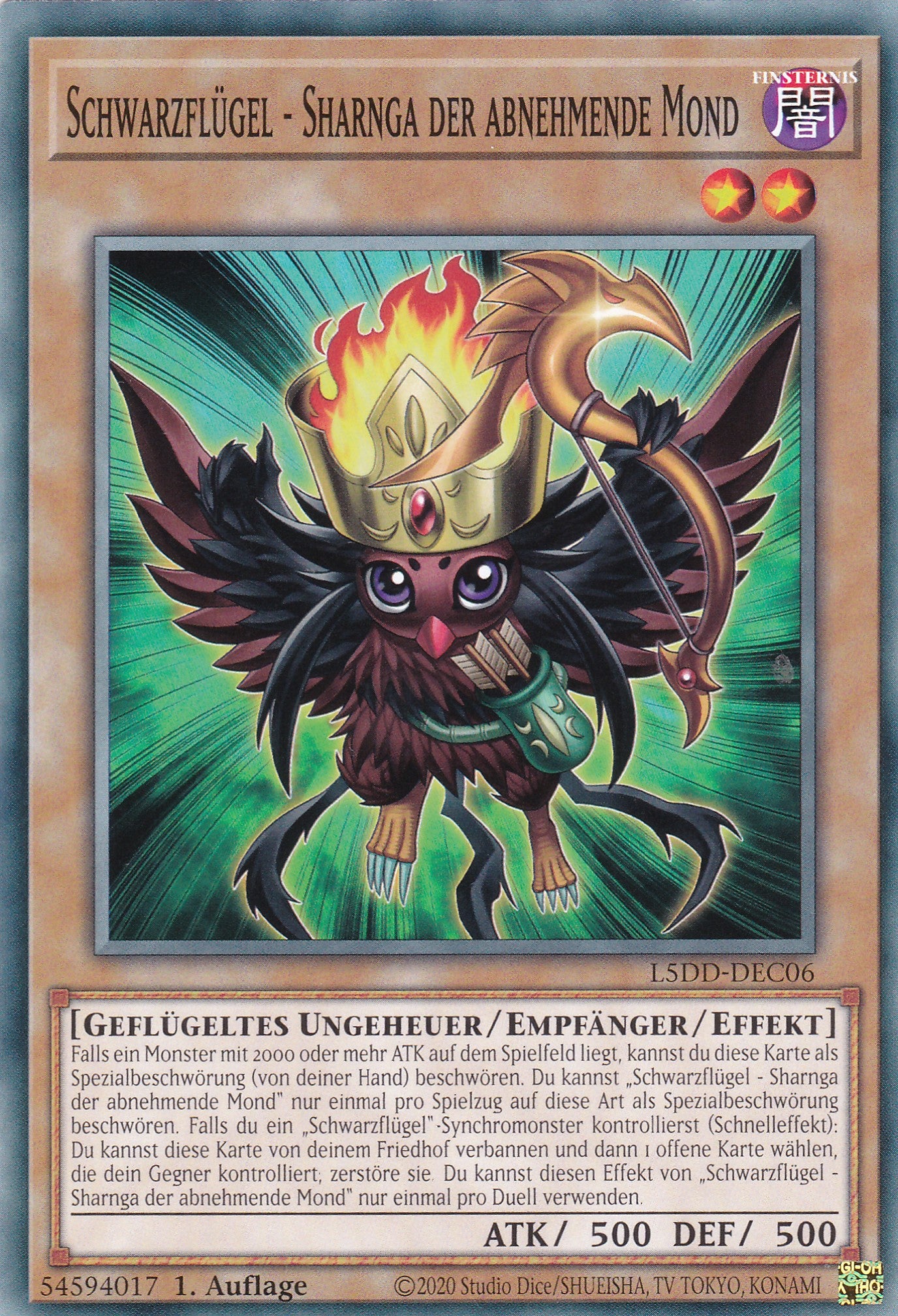 Schwarzflügel – Sharnga der abnehmende Mond – L5DD-C06 – Common – DE – 1. Auflage - Legendary 5D's Decks