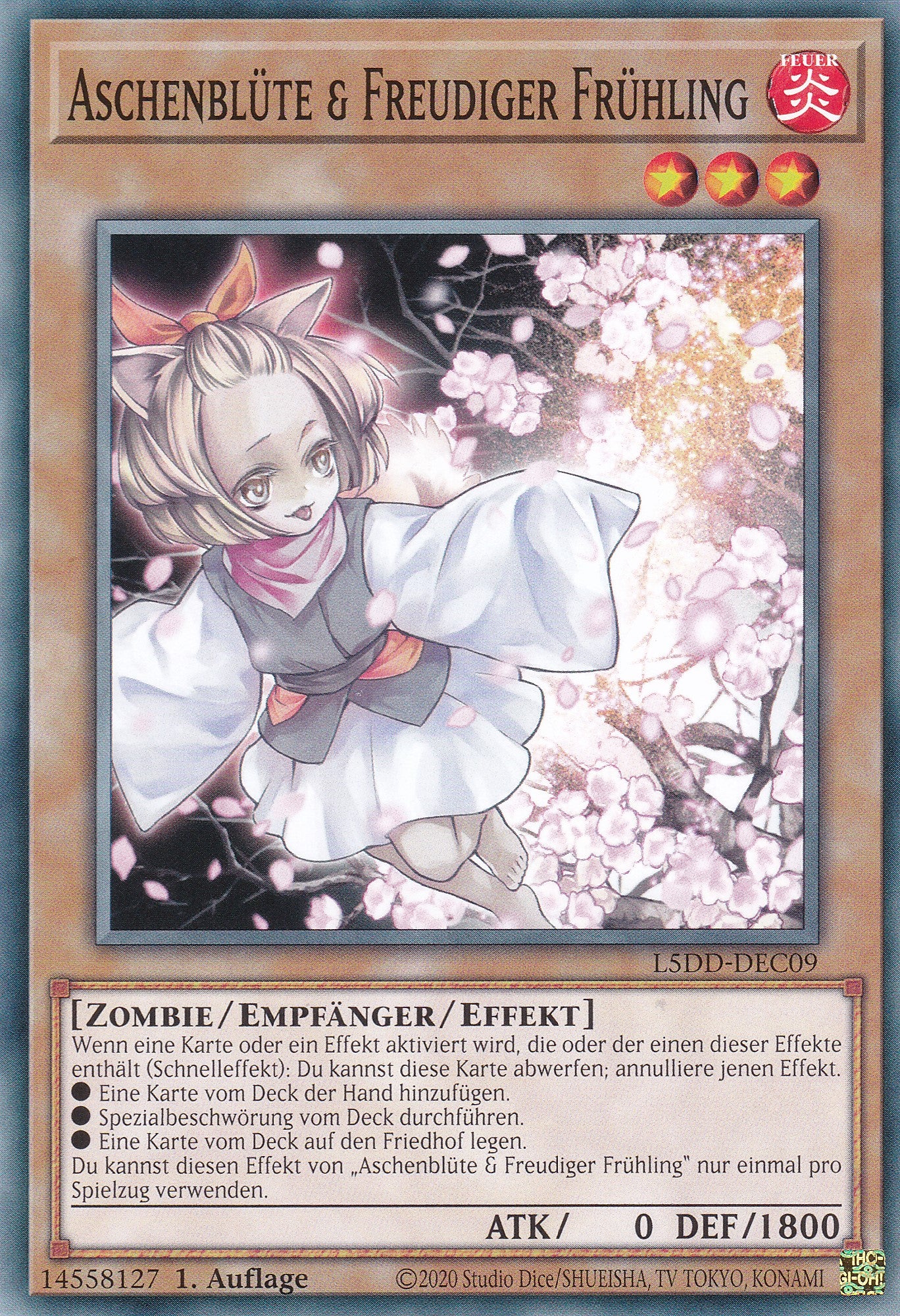 Aschenblüte & Freudiger Frühling – L5DD-C09 – Common – DE – 1. Auflage – Legendary 5D's Decks