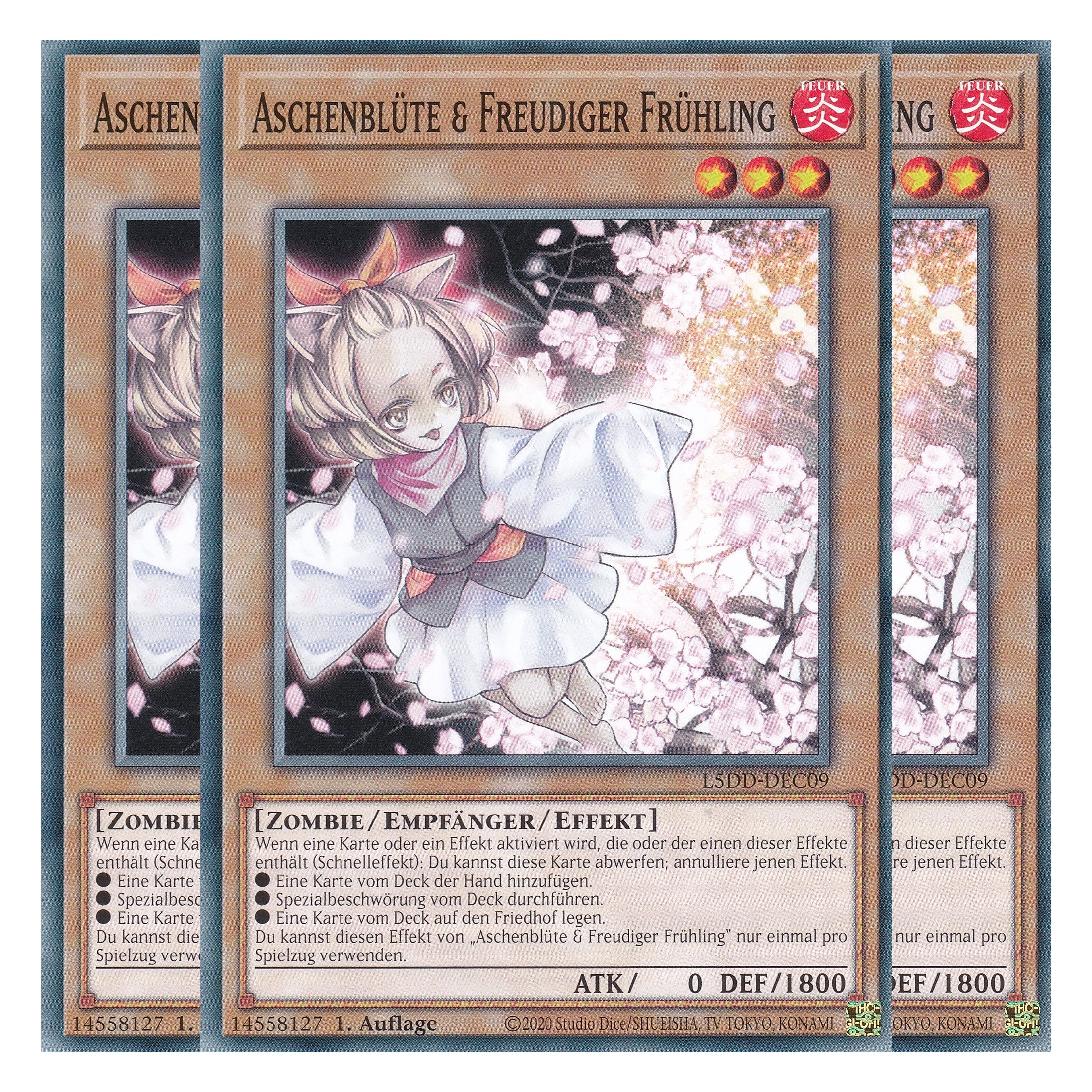 Aschenblüte & Freudiger Frühling - L5DD-DEC09 - Common - Deutsch - 1. Auflage - Legendary 5D's Decks - Playset (3 Kopien)