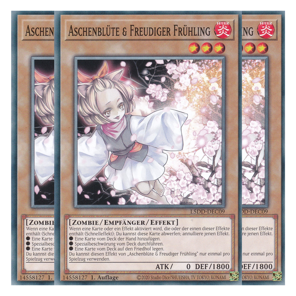 Aschenblüte & Freudiger Frühling - L5DD-DEC09 - Common - Deutsch - 1. Auflage - Legendary 5D's Decks - Playset (3 Kopien) - Yu-Gi-Oh!