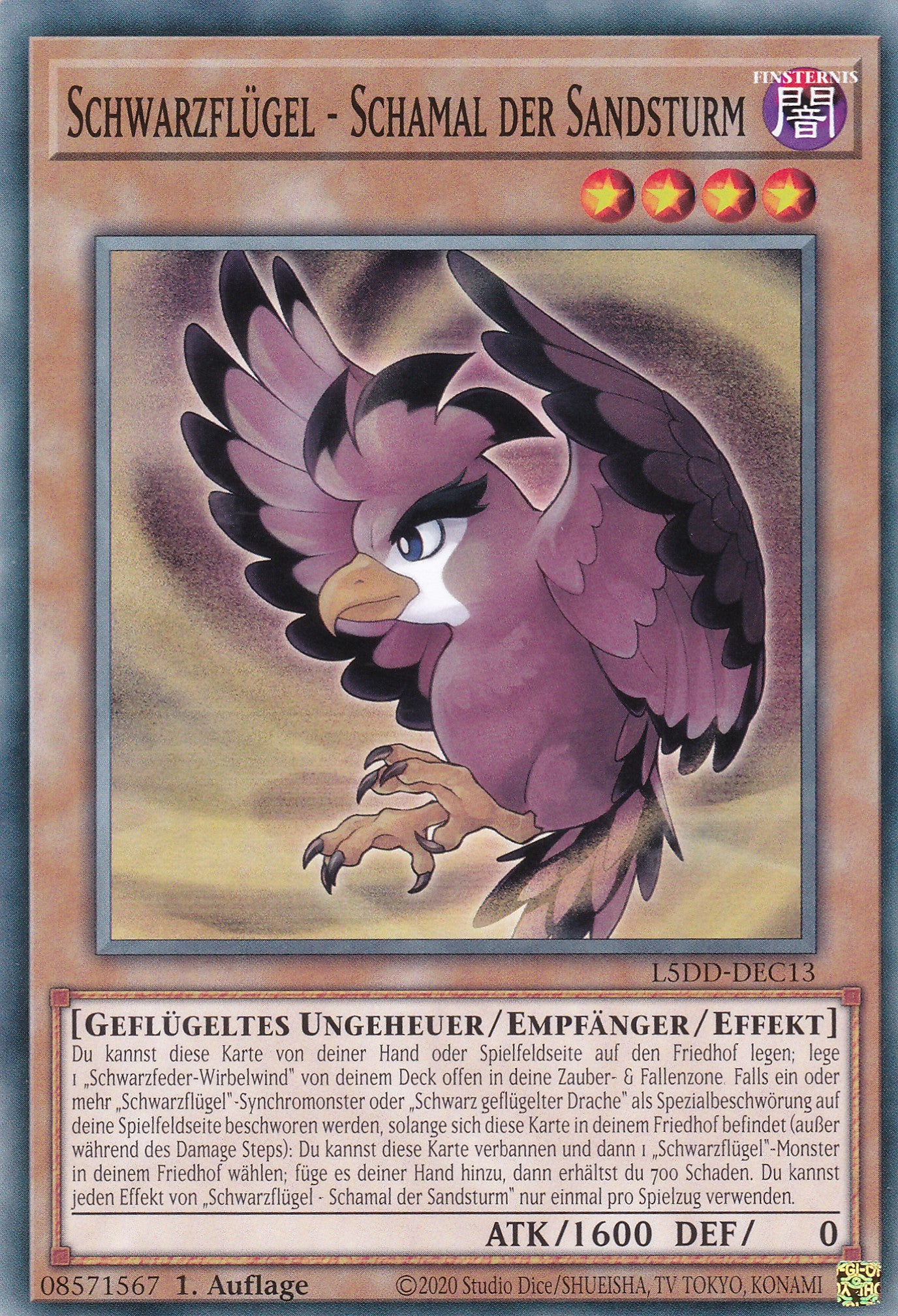 Schwarzflügel – Schamal der Sandsturm – L5DD-C13 – Common – DE – 1. Auflage - Legendary 5D's Decks