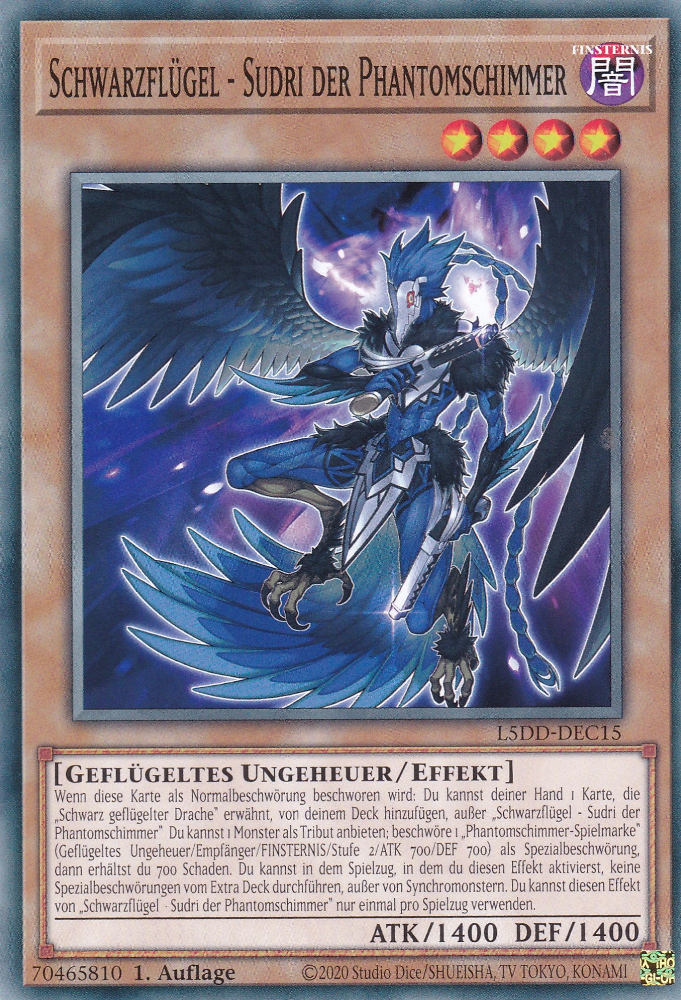 Schwarzflügel – Sudri der Phantomschimmer – L5DD-C15 – Common – DE – 1. Auflage - Legendary 5D's Decks