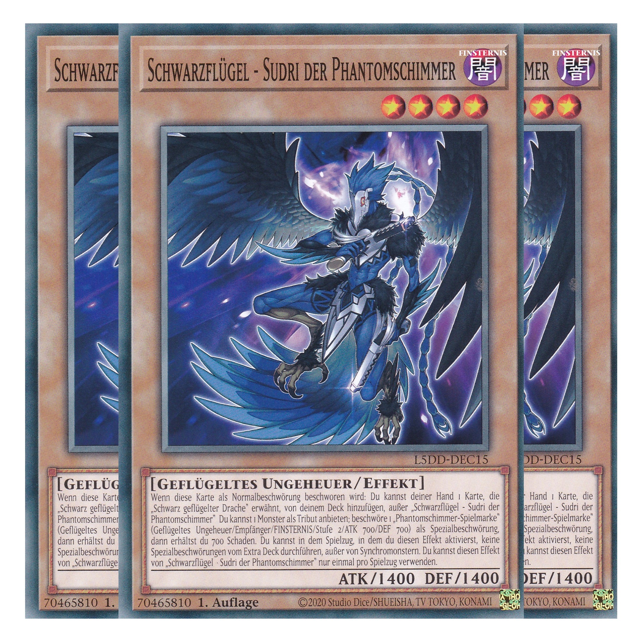 Schwarzflügel - Sudri der Phantomschimmer - L5DD-DEC15 - Common - Deutsch - 1. Auflage - Legendary 5D's Decks - Playset (3 Kopien) - Yu-Gi-Oh!