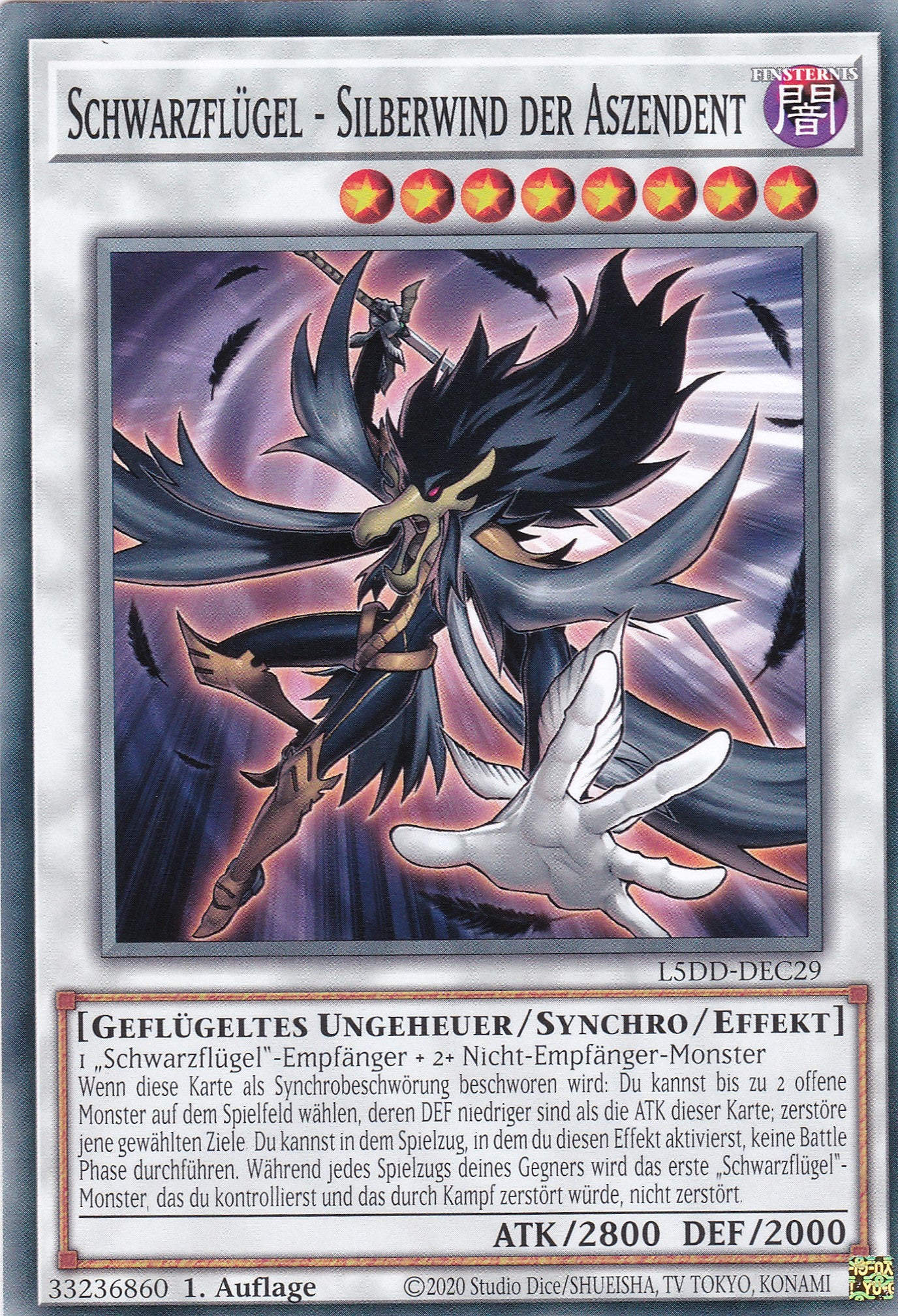 Schwarzflügel – Silberwind der Aszendant – L5DD-C29 – Common – DE – 1. Auflage - Legendary 5D's Decks