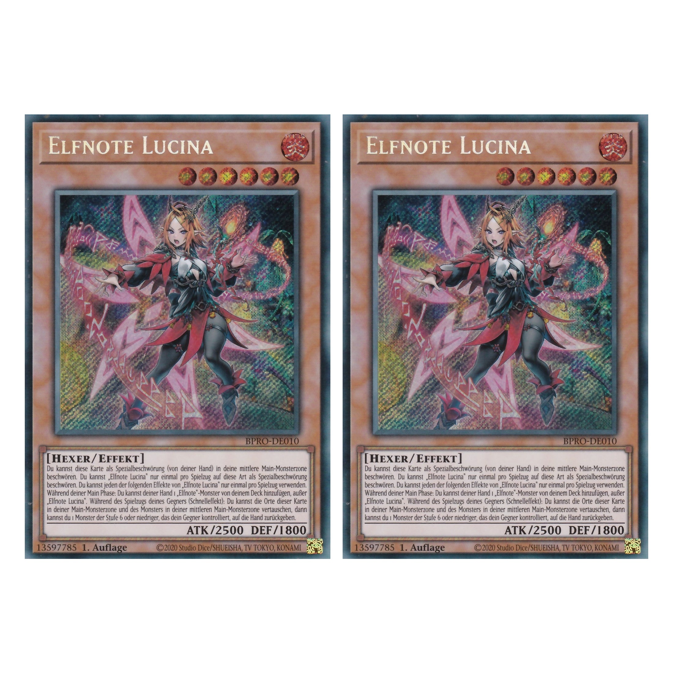 Elfnote Lucina - BPRO-DE010 - Secret Rare - Deutsch - 1. Auflage - Burst Protocol - Duo Set (2 Stück) - Yu-Gi-Oh!